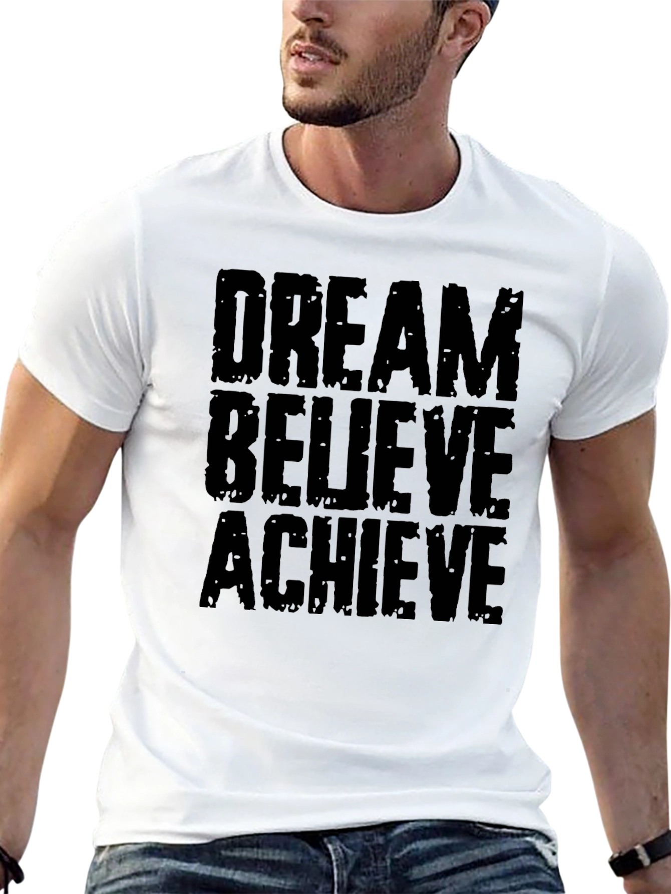 Dream Believe Achieve T-Shirt - Motivational Black Tee