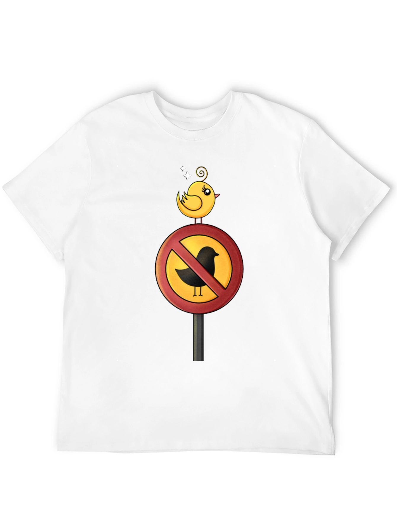 Funny Bird Ban Cartoon Graphic T-Shirt