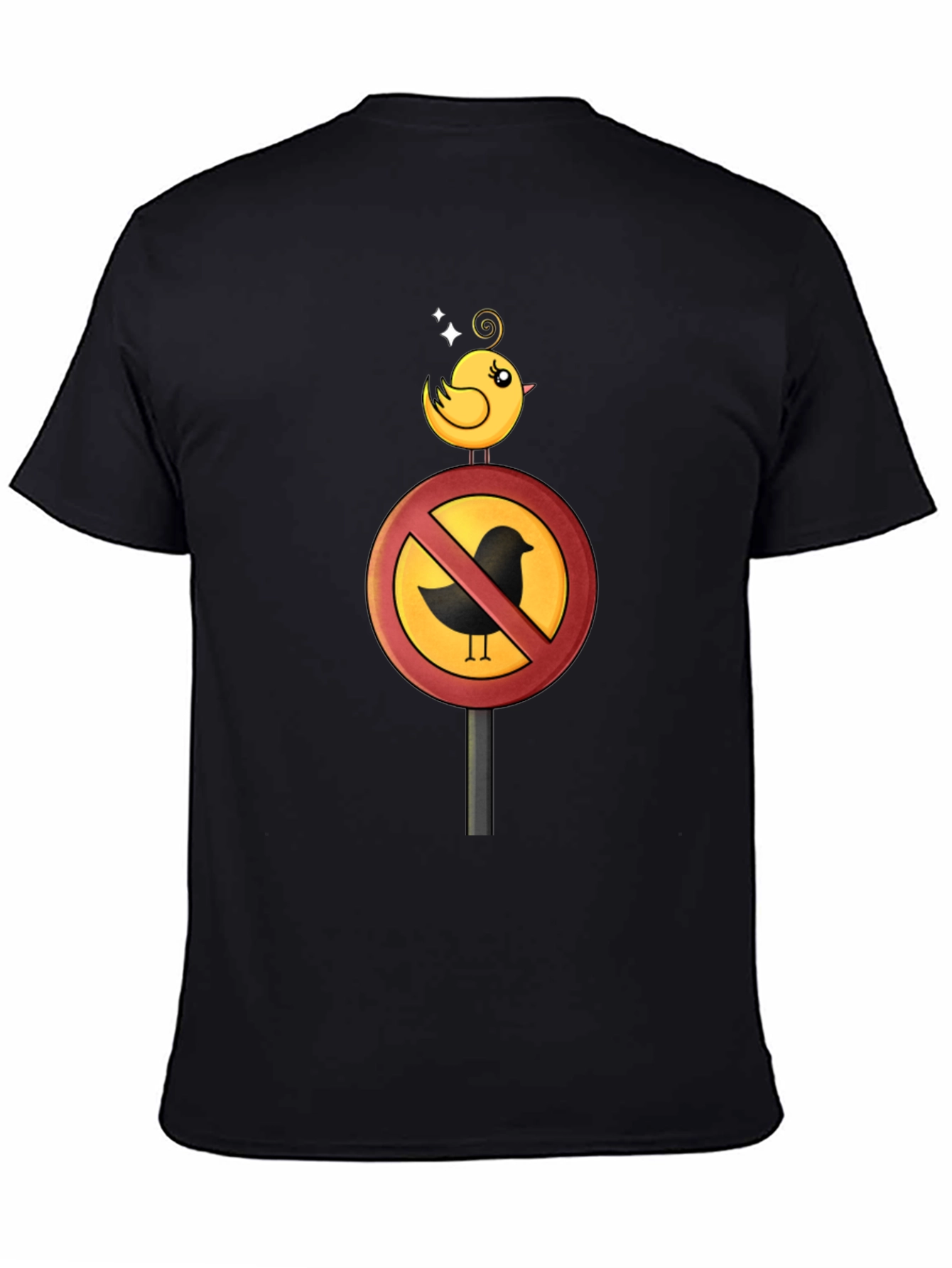 Funny Bird Ban Cartoon Graphic T-Shirt