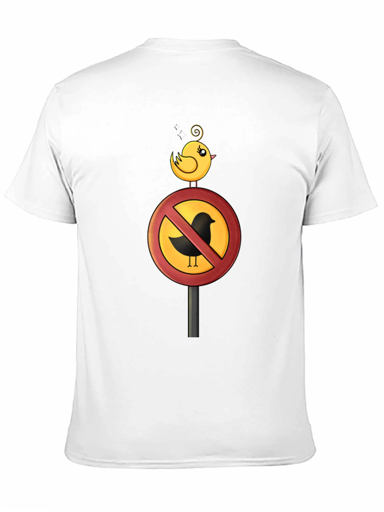 Funny Bird Ban Cartoon Graphic T-Shirt