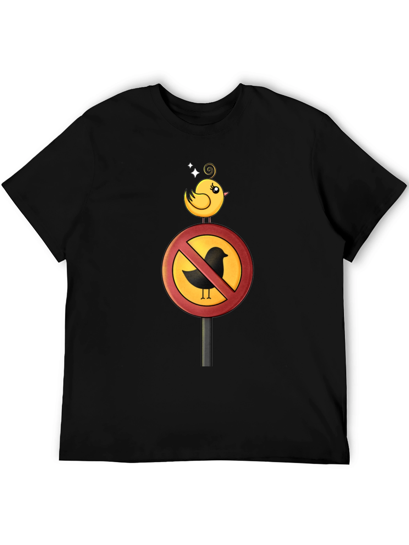 Funny Bird Ban Cartoon Graphic T-Shirt