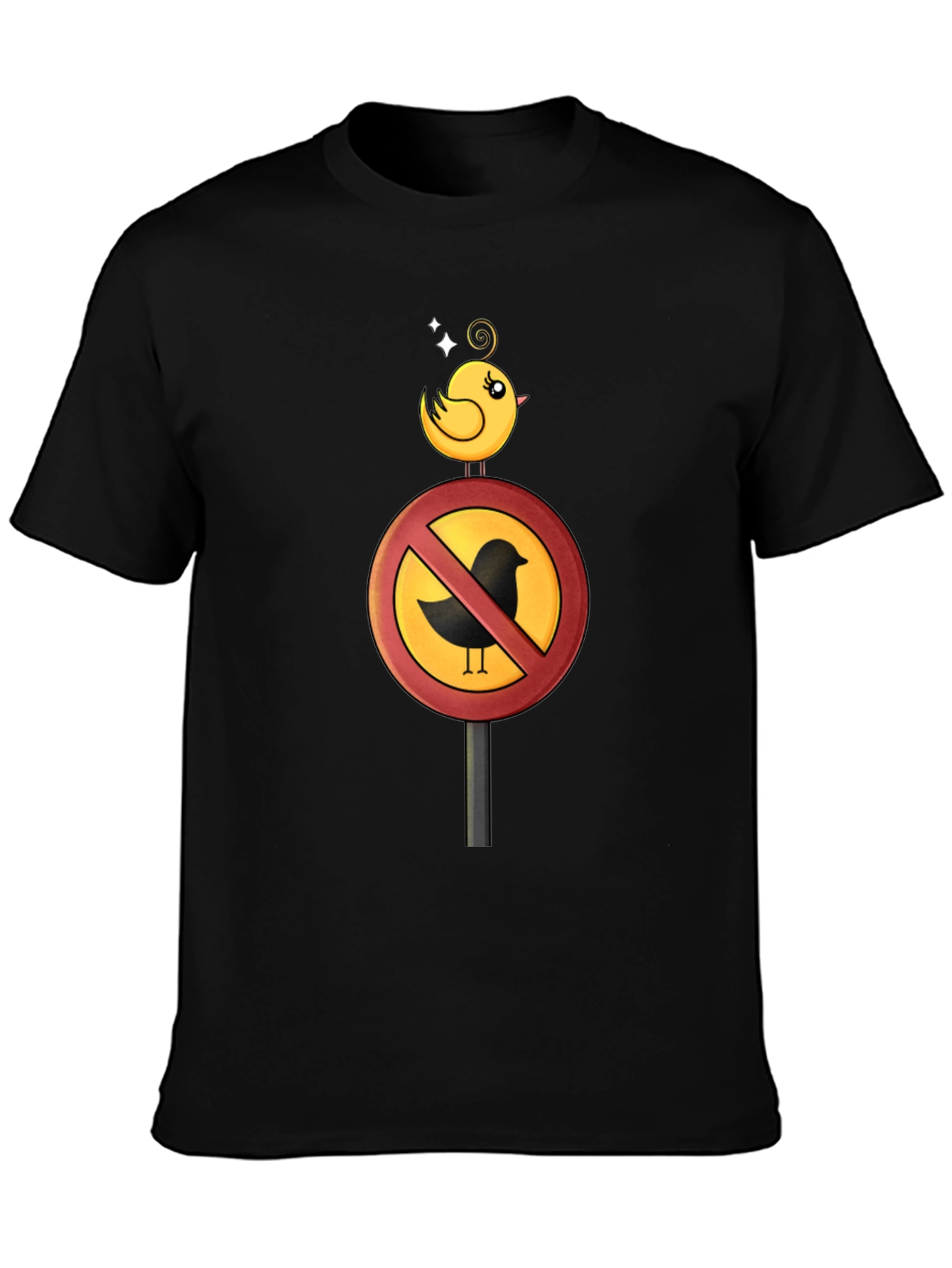 Funny Bird Ban Cartoon Graphic T-Shirt