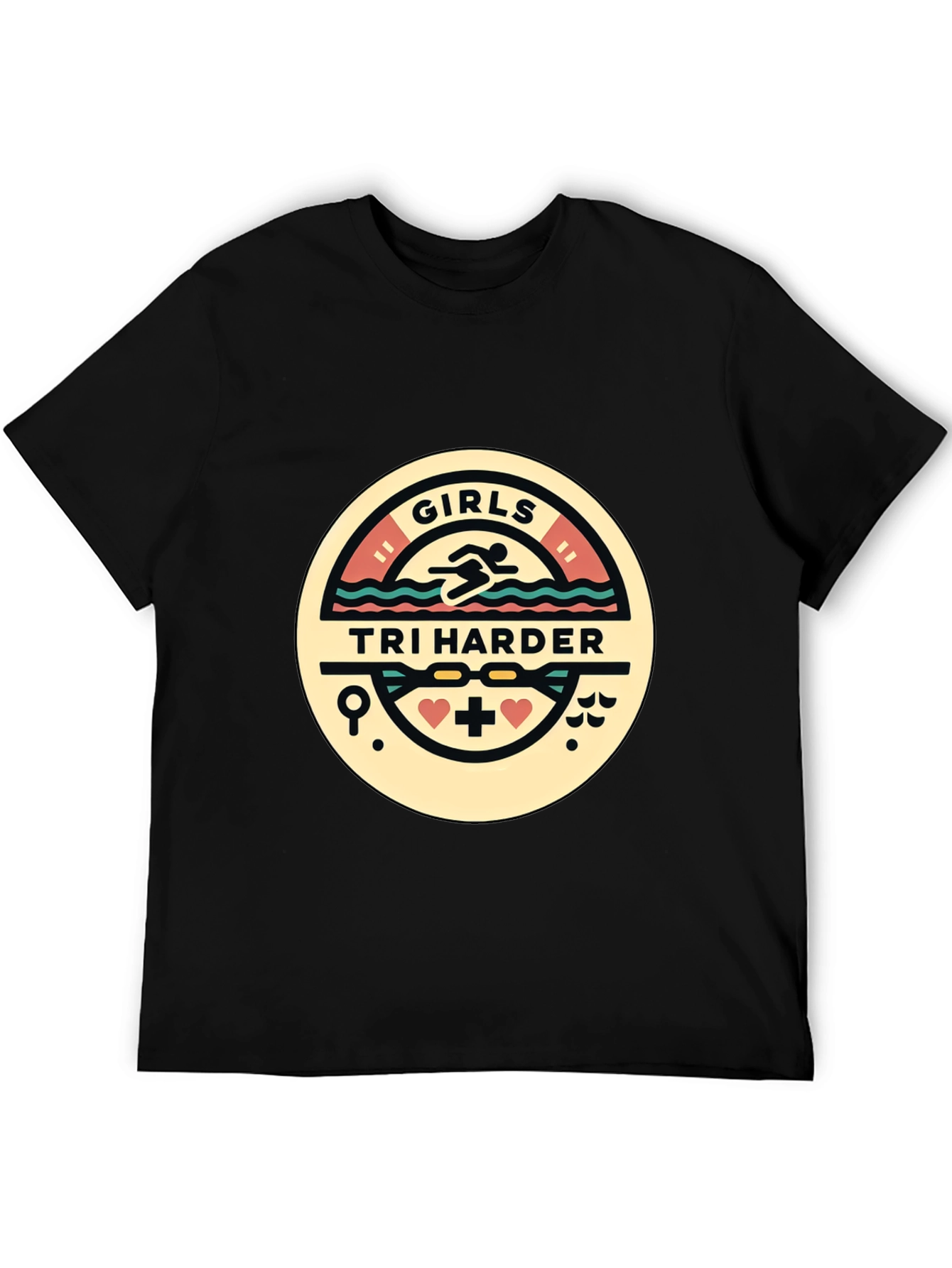 Girls Tri Harder Graphic T-Shirt - Black