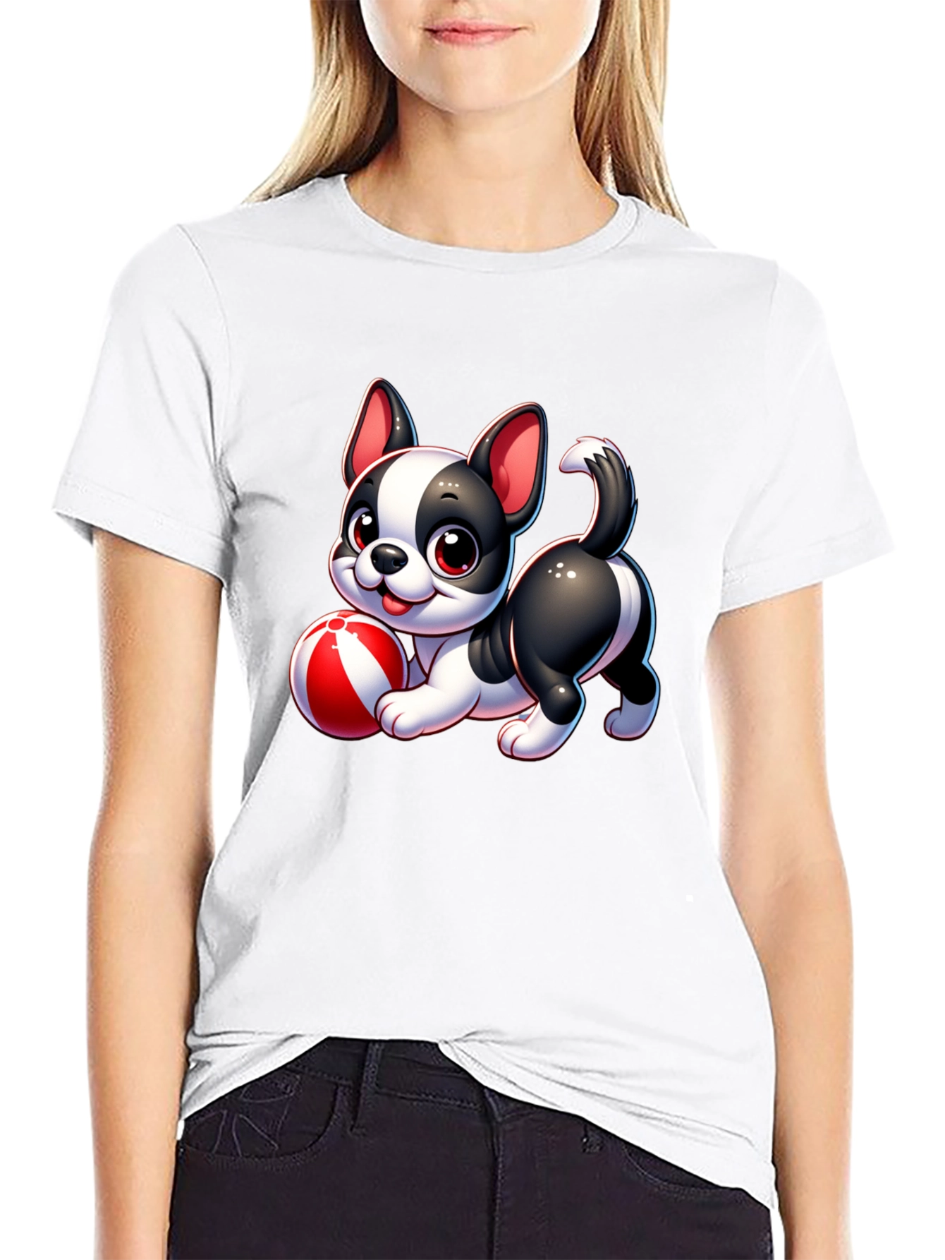 Cute Cartoon Dog with Ball Graphic Tee