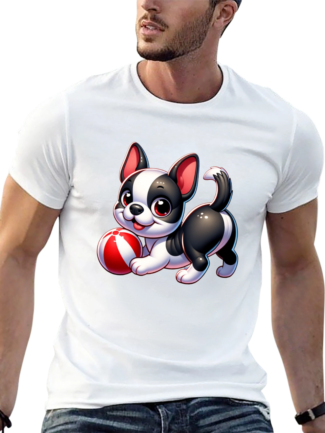 Cute Cartoon Dog with Ball Graphic Tee