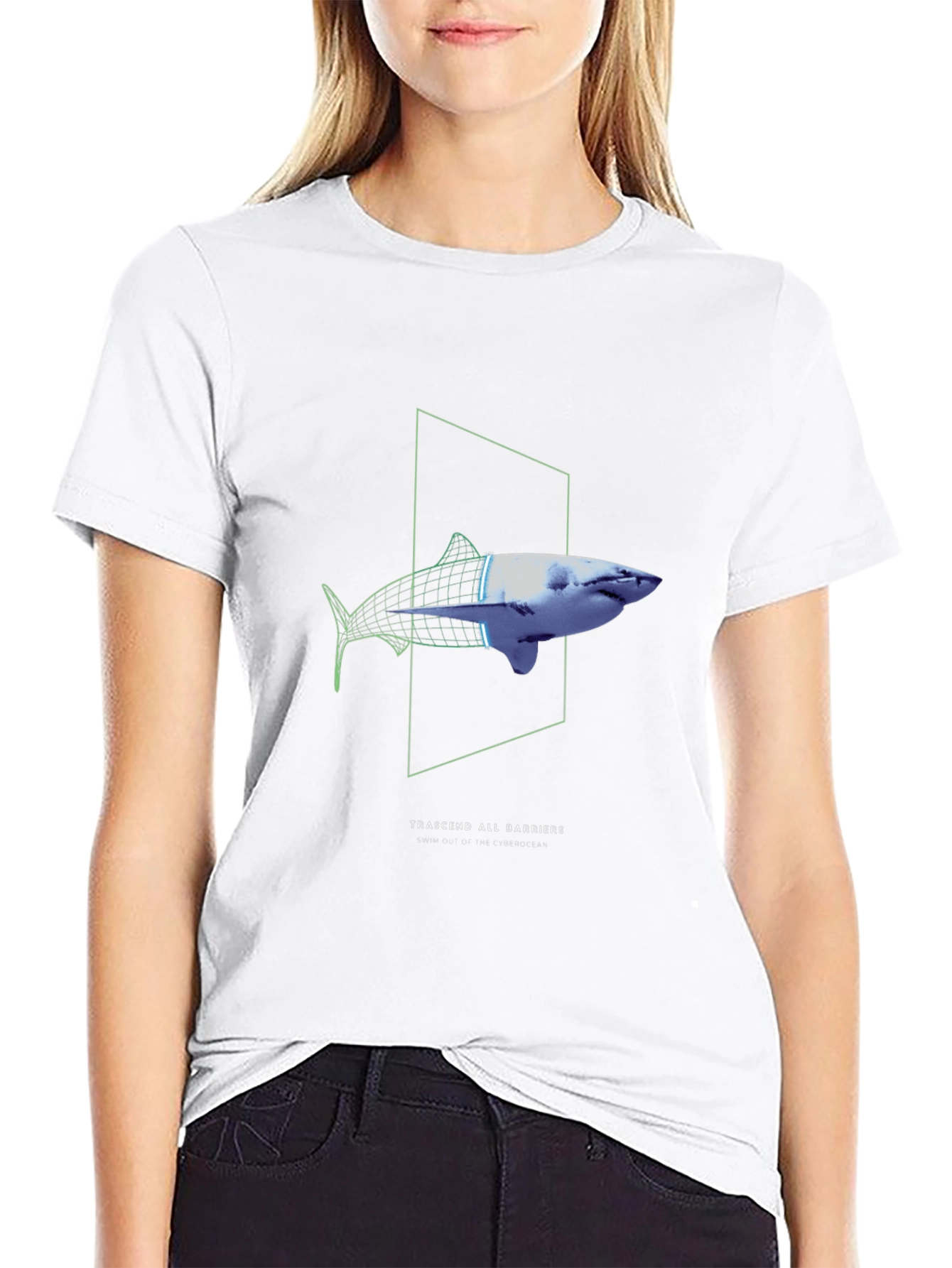 Transcend Barriers Shark Graphic Tee - Black