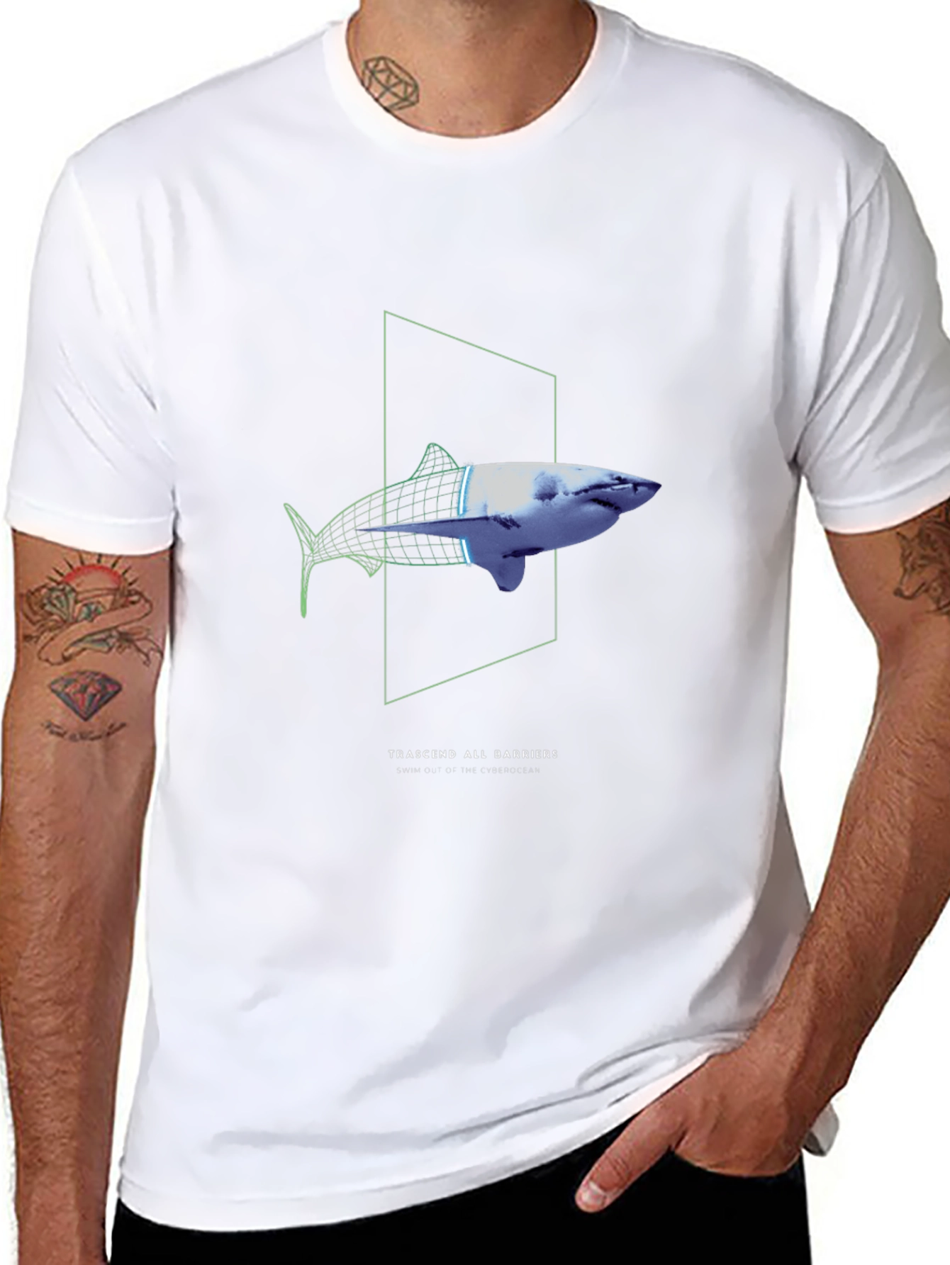 Transcend Barriers Shark Graphic Tee - Black