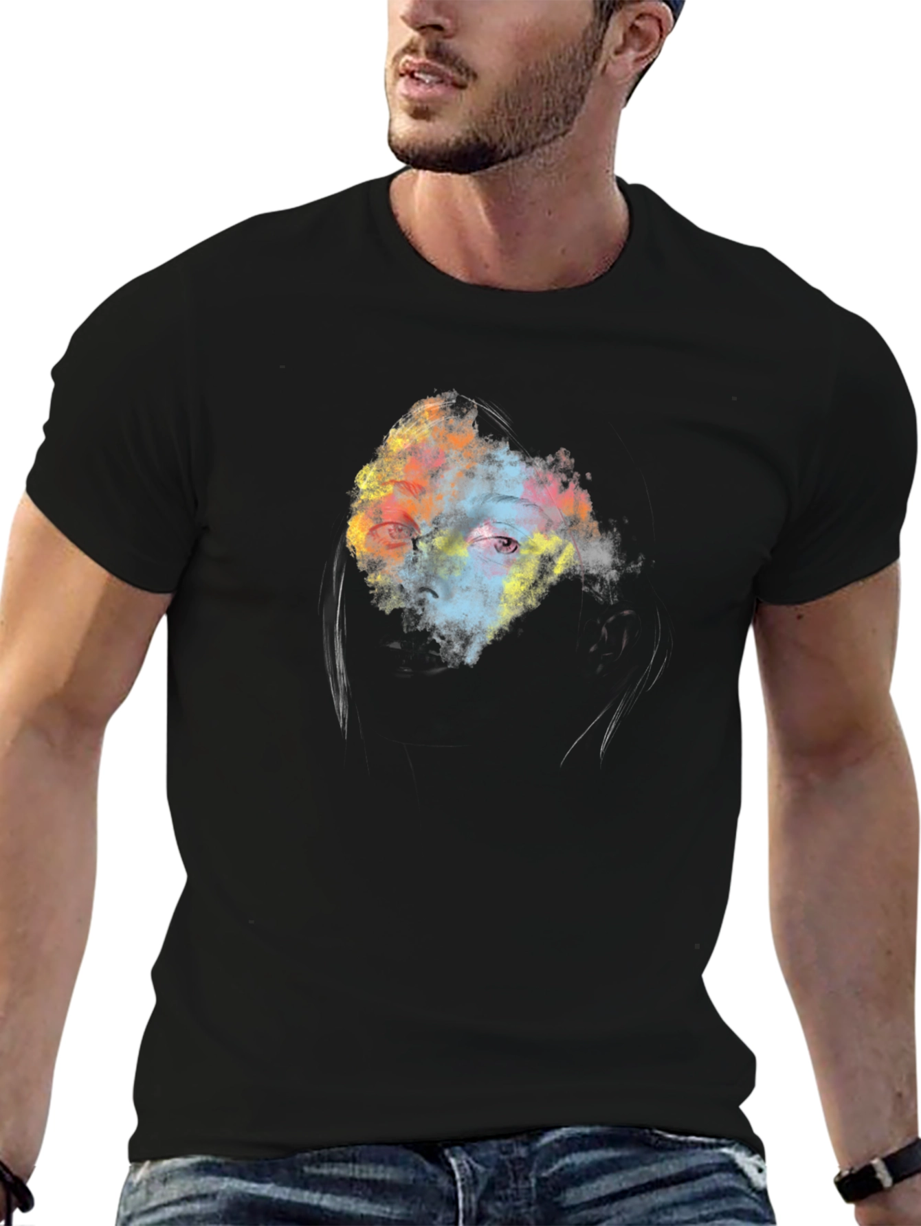 Abstract Eye Graphic Black T-Shirt