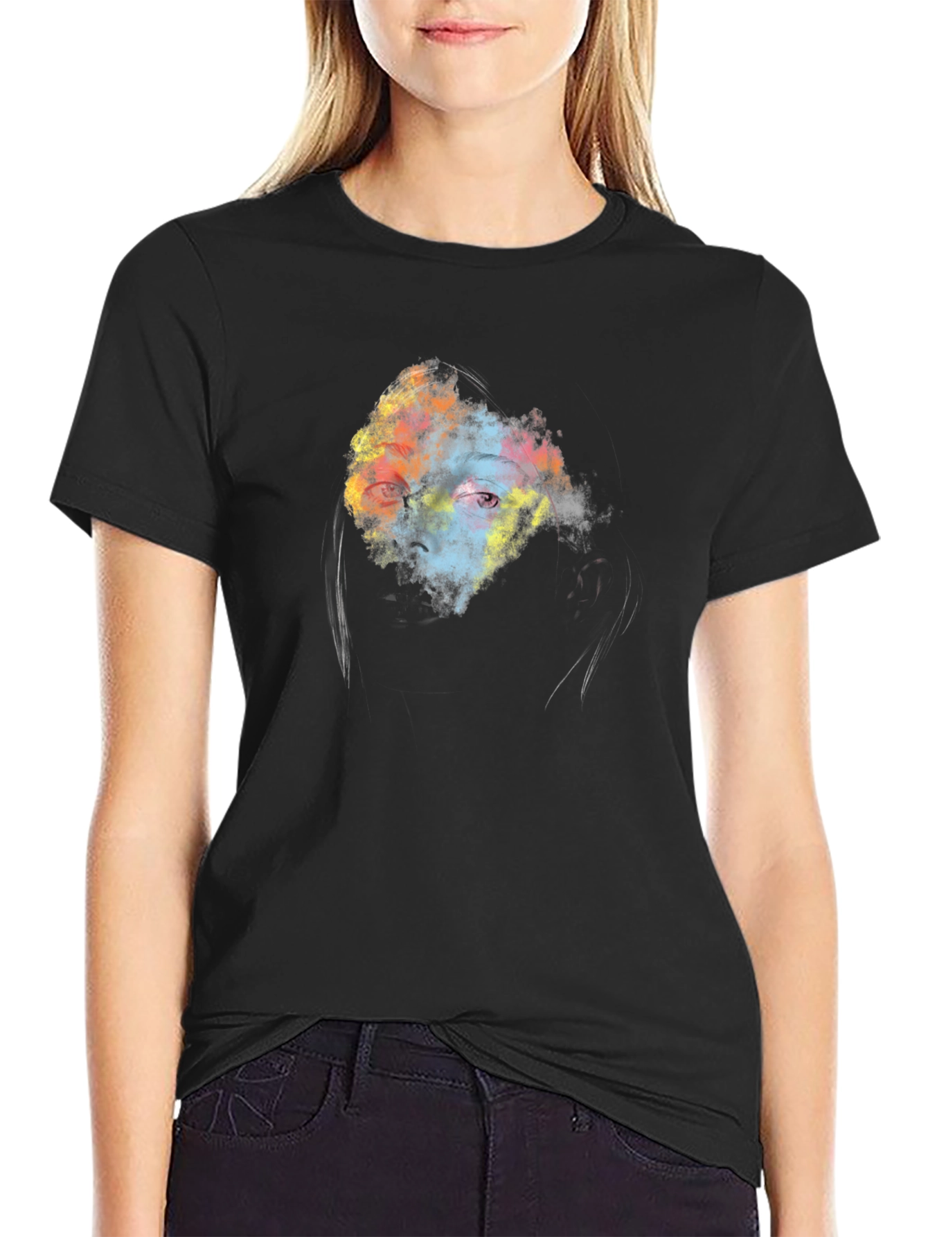 Abstract Eye Graphic Black T-Shirt