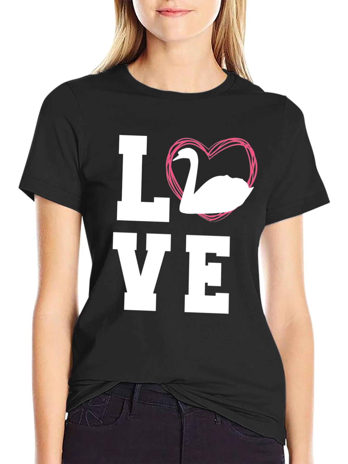 Swan Love Graphic Tee - Stylish Unisex T-Shirt