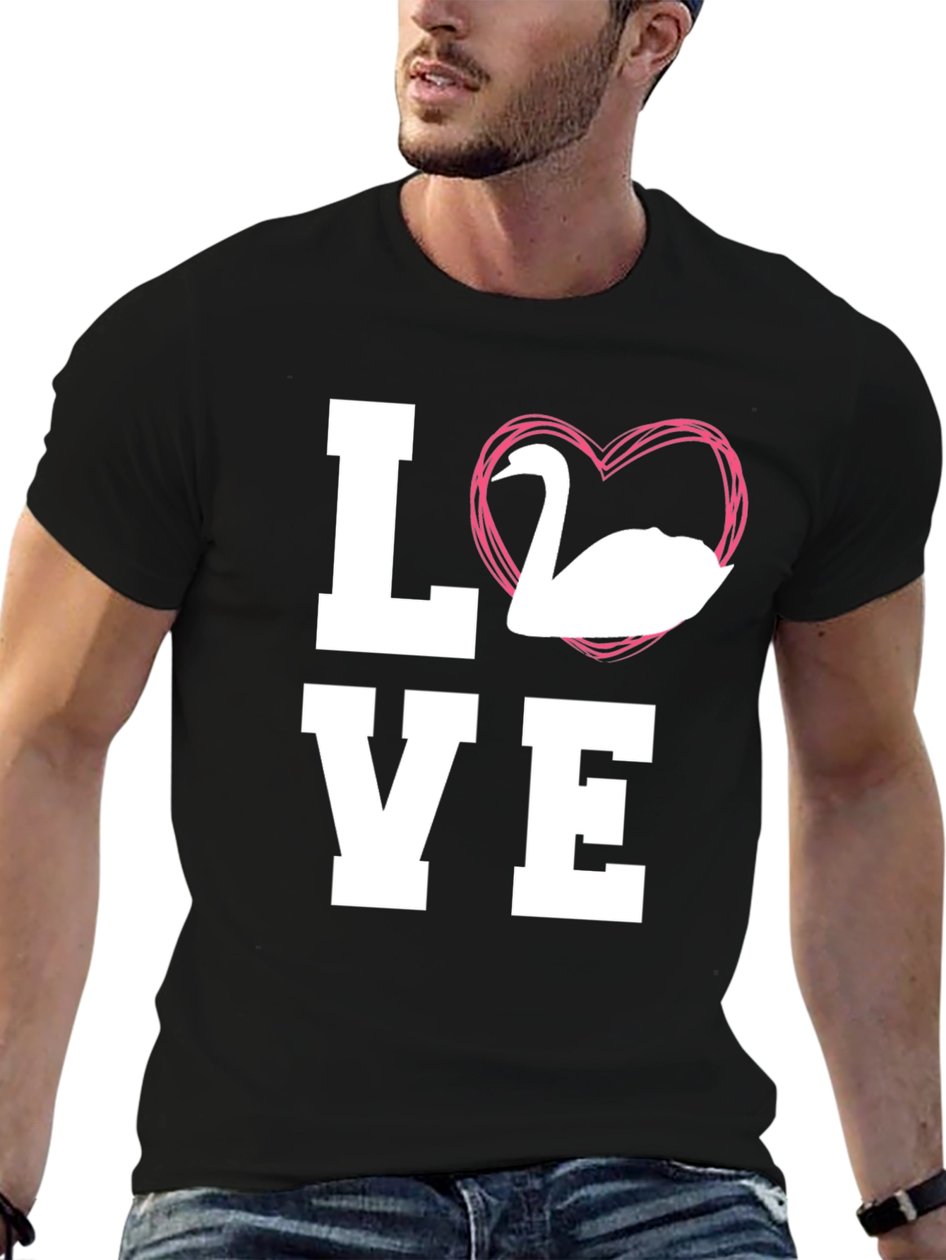 Swan Love Graphic Tee - Stylish Unisex T-Shirt