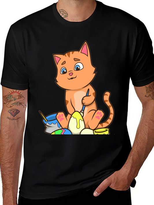 Cute Cat Easter Egg Painting T-Shirt