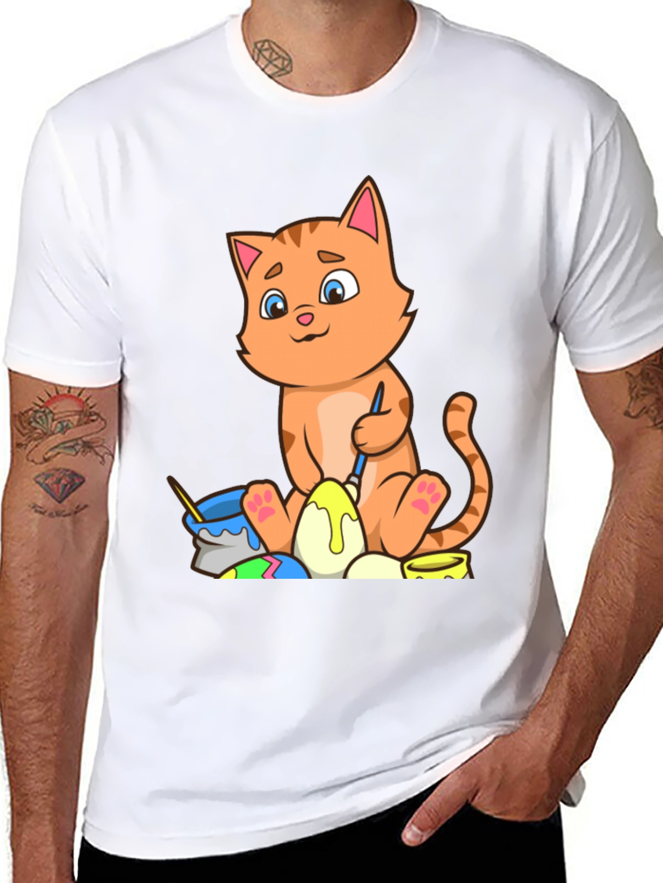 Cute Cat Easter Egg Painting T-Shirt