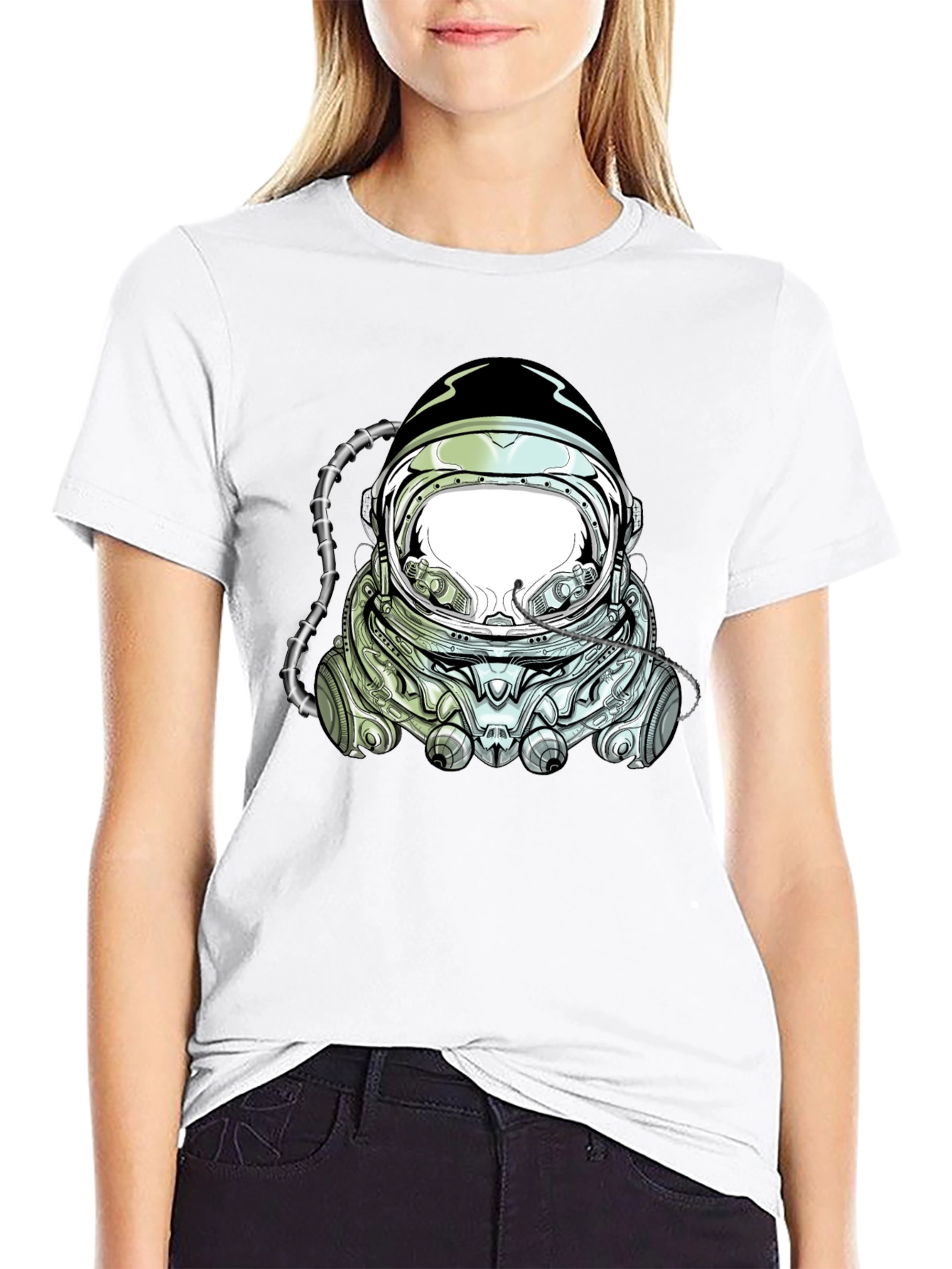 Astronaut Helmet Graphic T-Shirt - Black