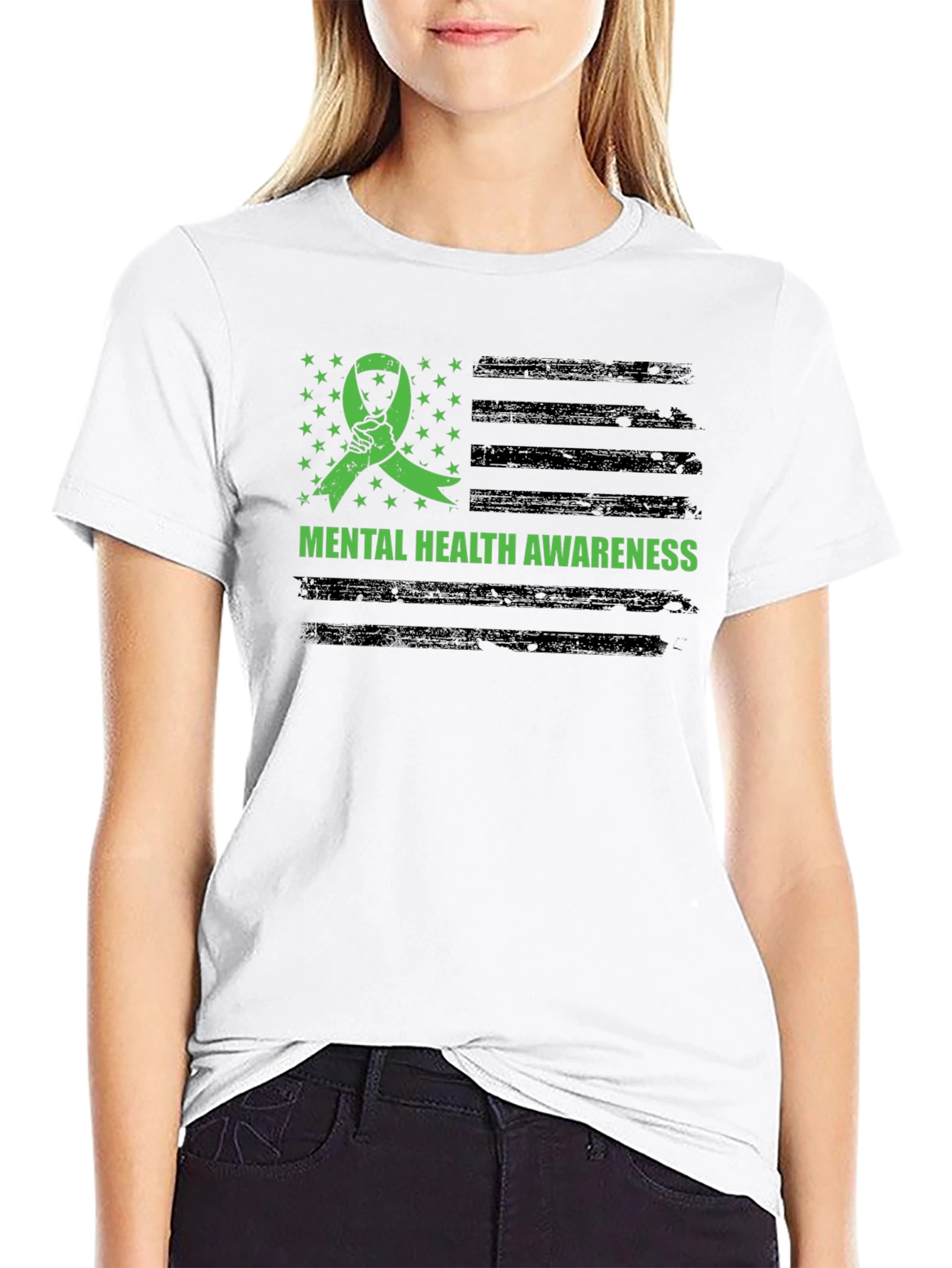 Mental Health Awareness Ribbon Flag T-Shirt