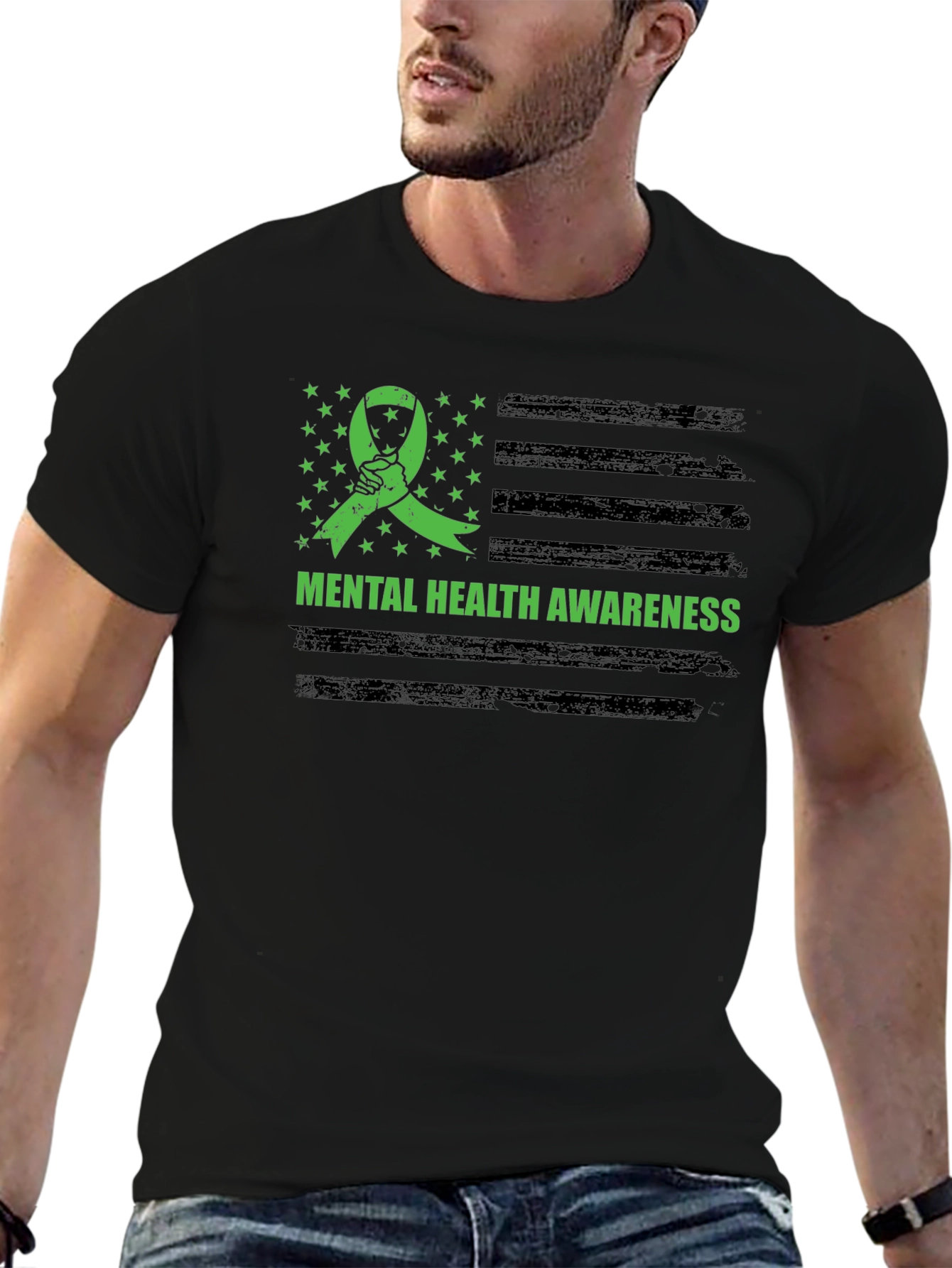 Mental Health Awareness Ribbon Flag T-Shirt