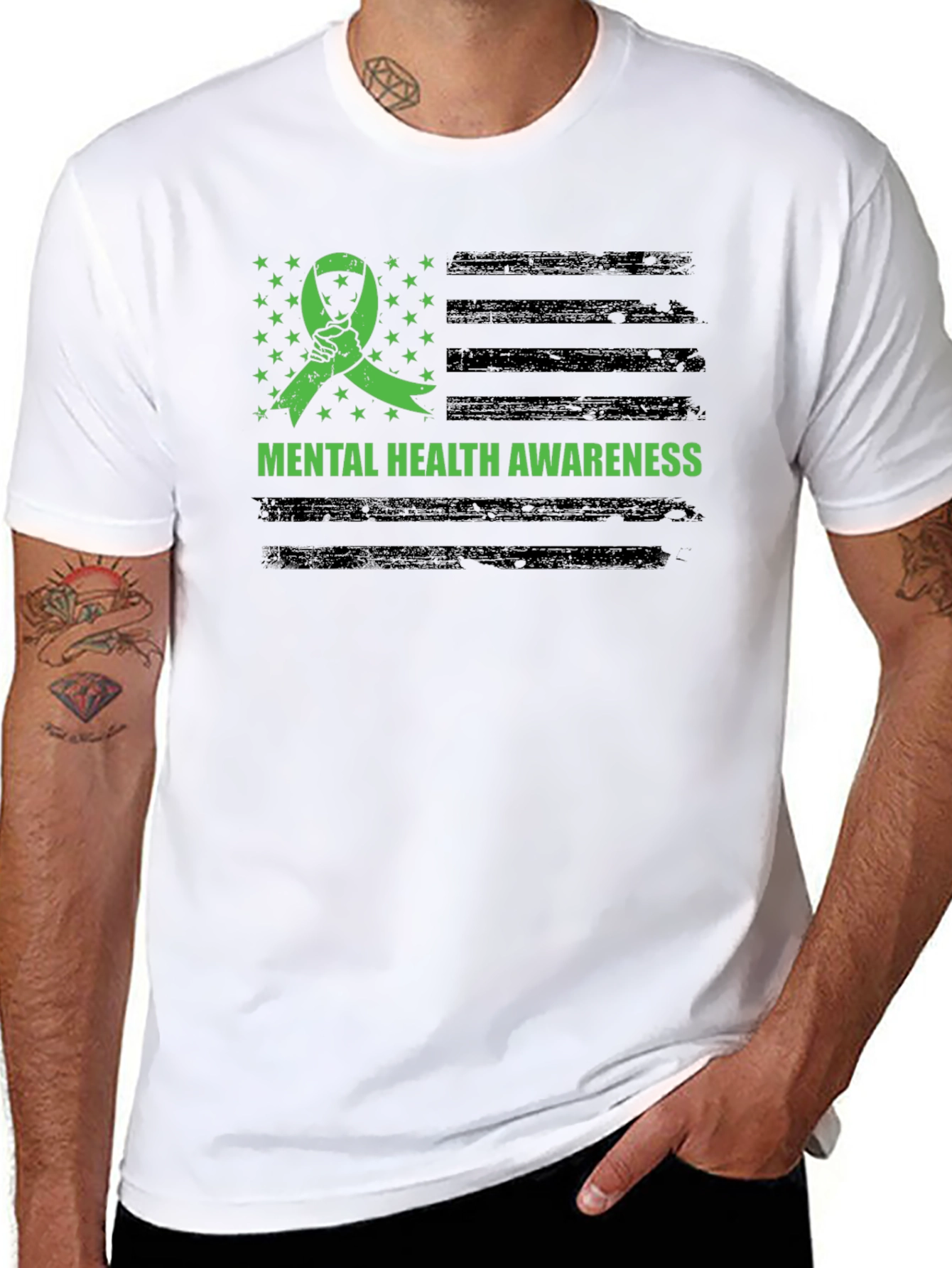 Mental Health Awareness Ribbon Flag T-Shirt