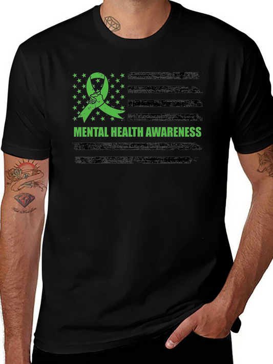 Mental Health Awareness Ribbon Flag T-Shirt