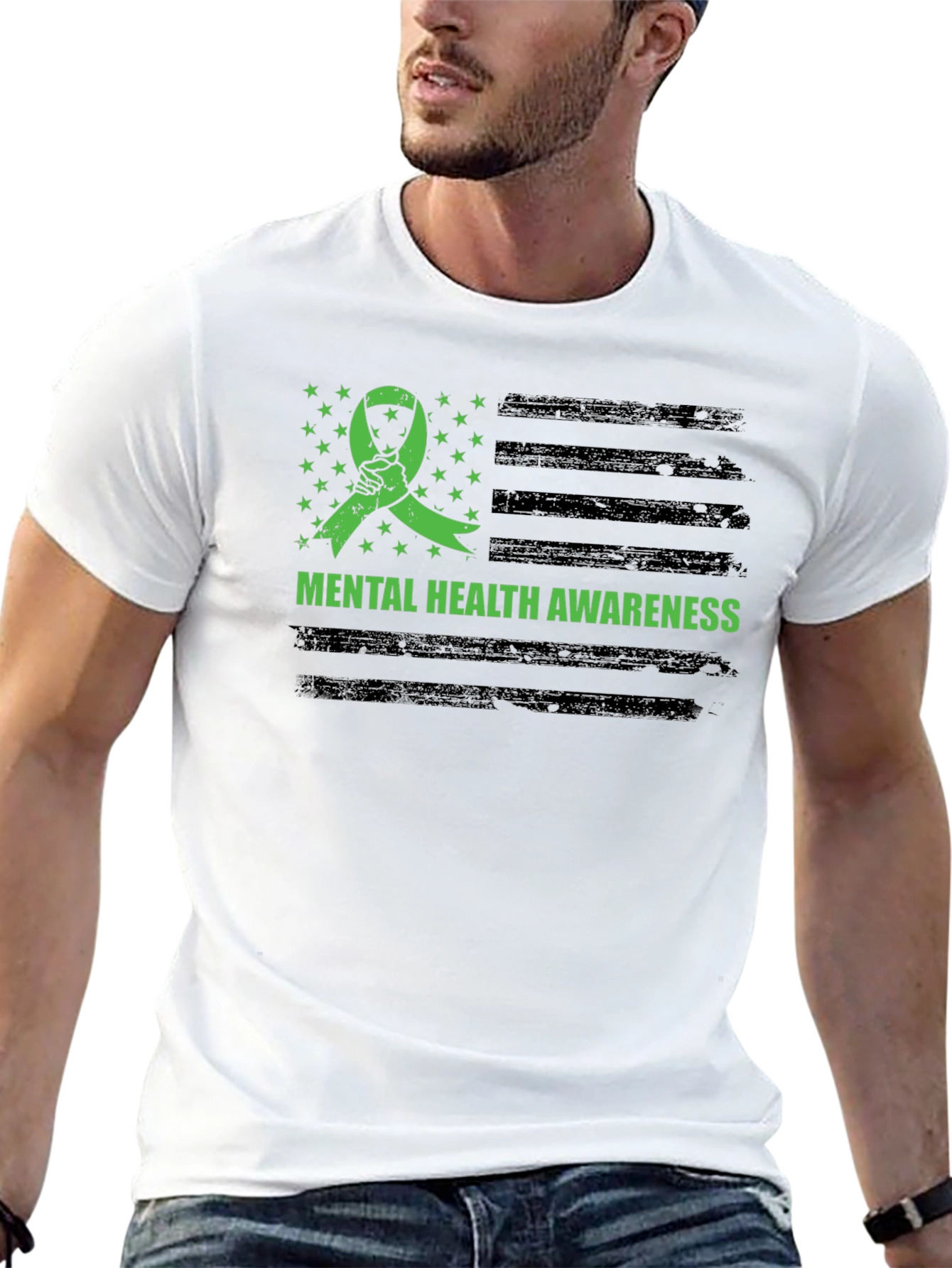 Mental Health Awareness Ribbon Flag T-Shirt