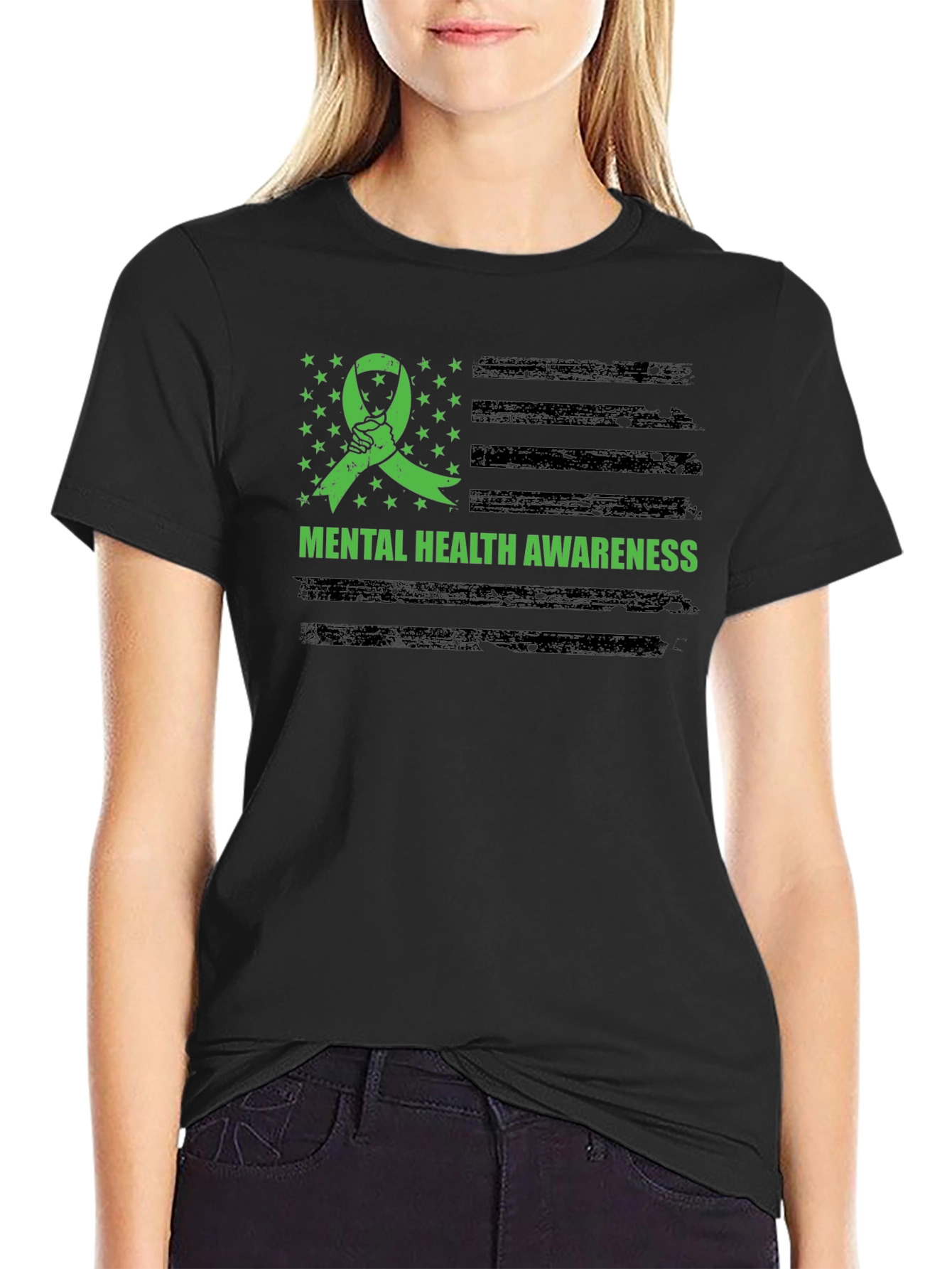 Mental Health Awareness Ribbon Flag T-Shirt