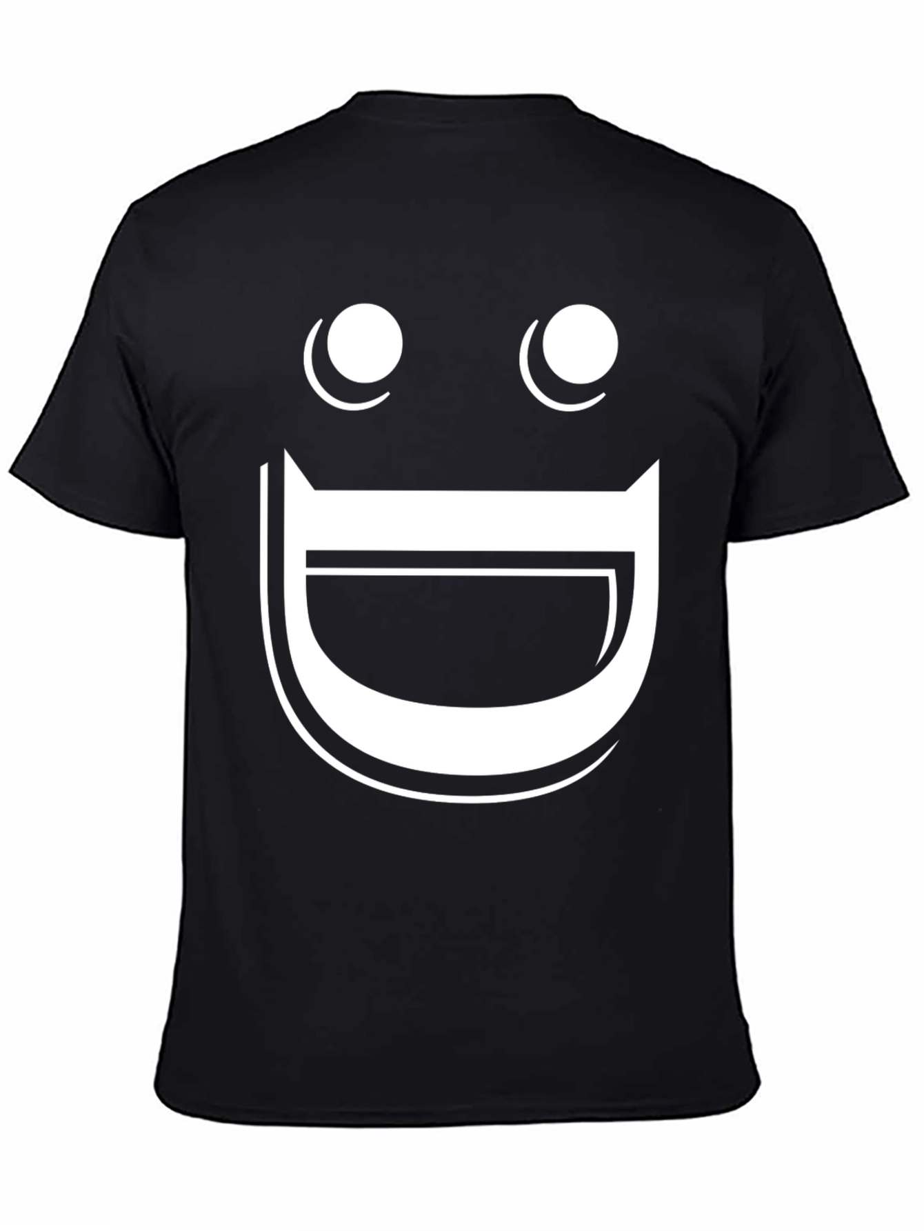 Funny Graphic Tee - Happy Face Black T-Shirt