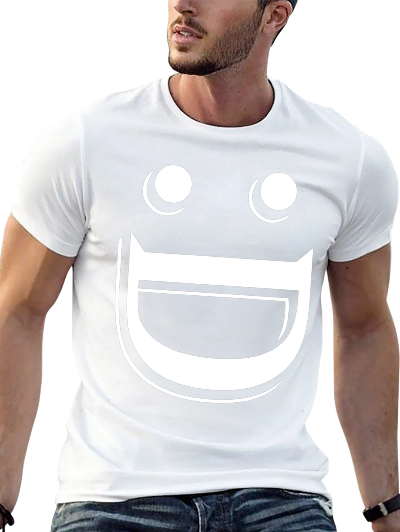 Funny Graphic Tee - Happy Face Black T-Shirt