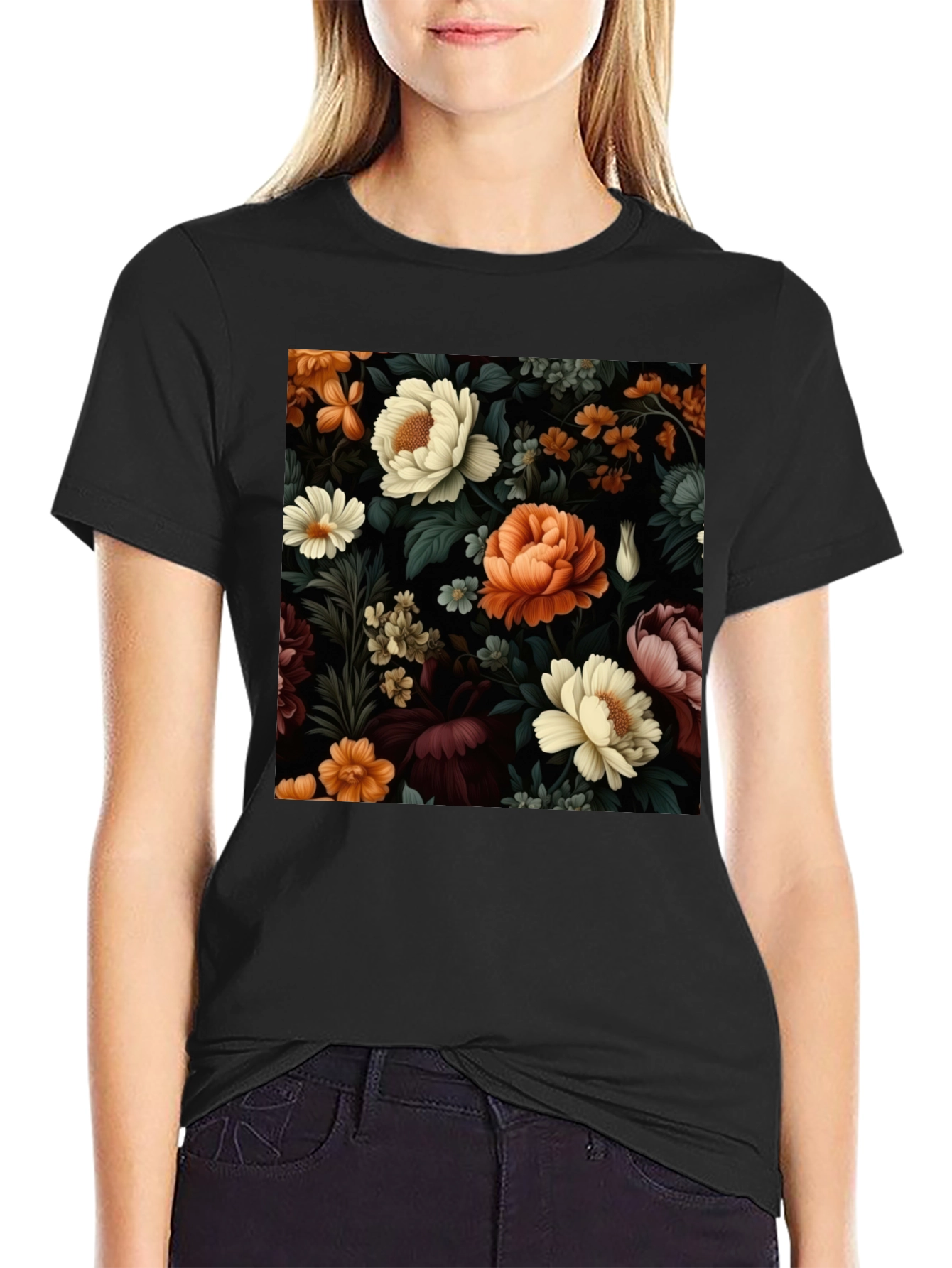Floral Print Crew Neck T-Shirt