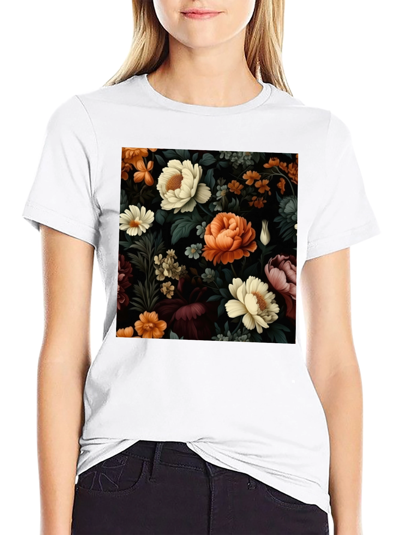 Floral Print Crew Neck T-Shirt
