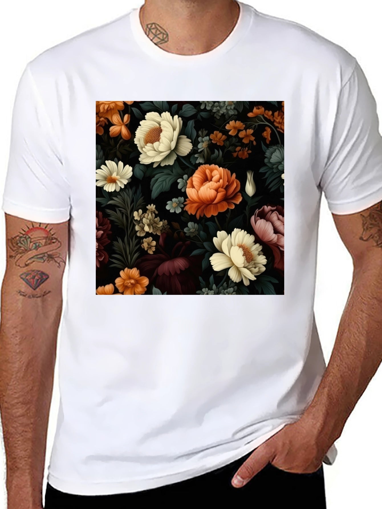 Floral Print Crew Neck T-Shirt
