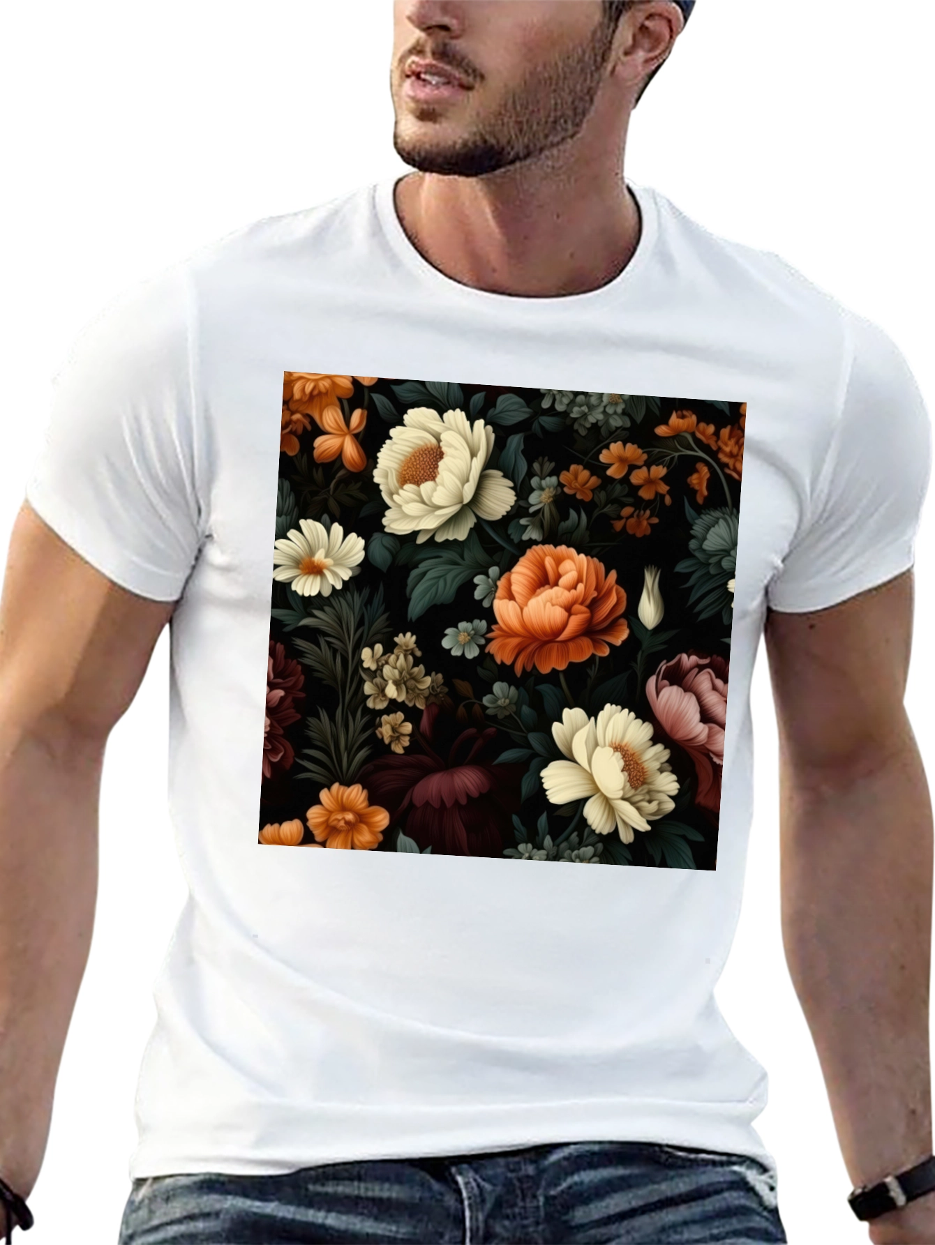 Floral Print Crew Neck T-Shirt