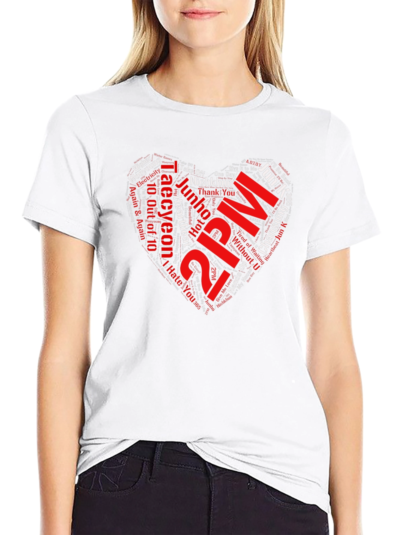 2PM Band Heart Word Art Graphic T-Shirt