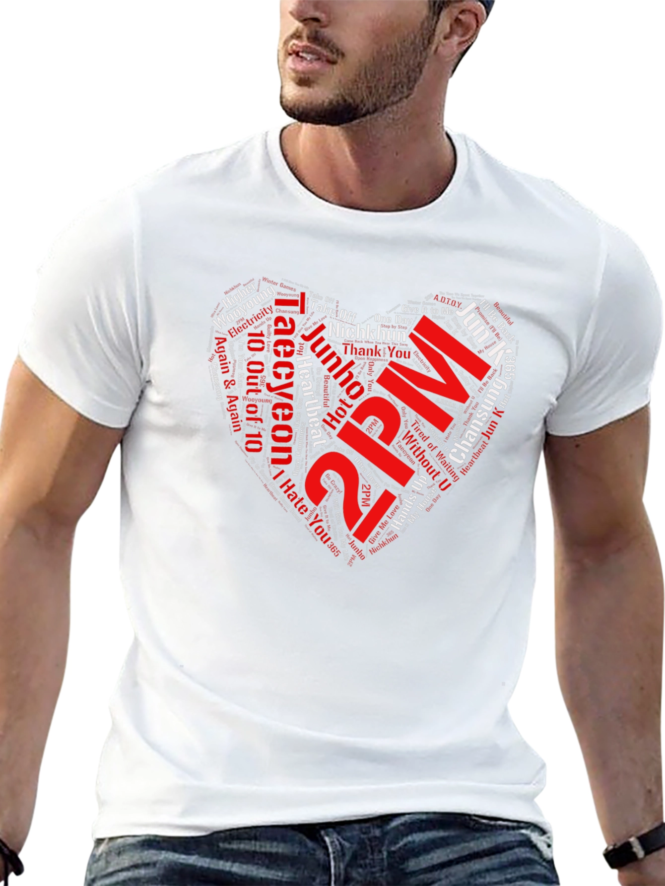 2PM Band Heart Word Art Graphic T-Shirt