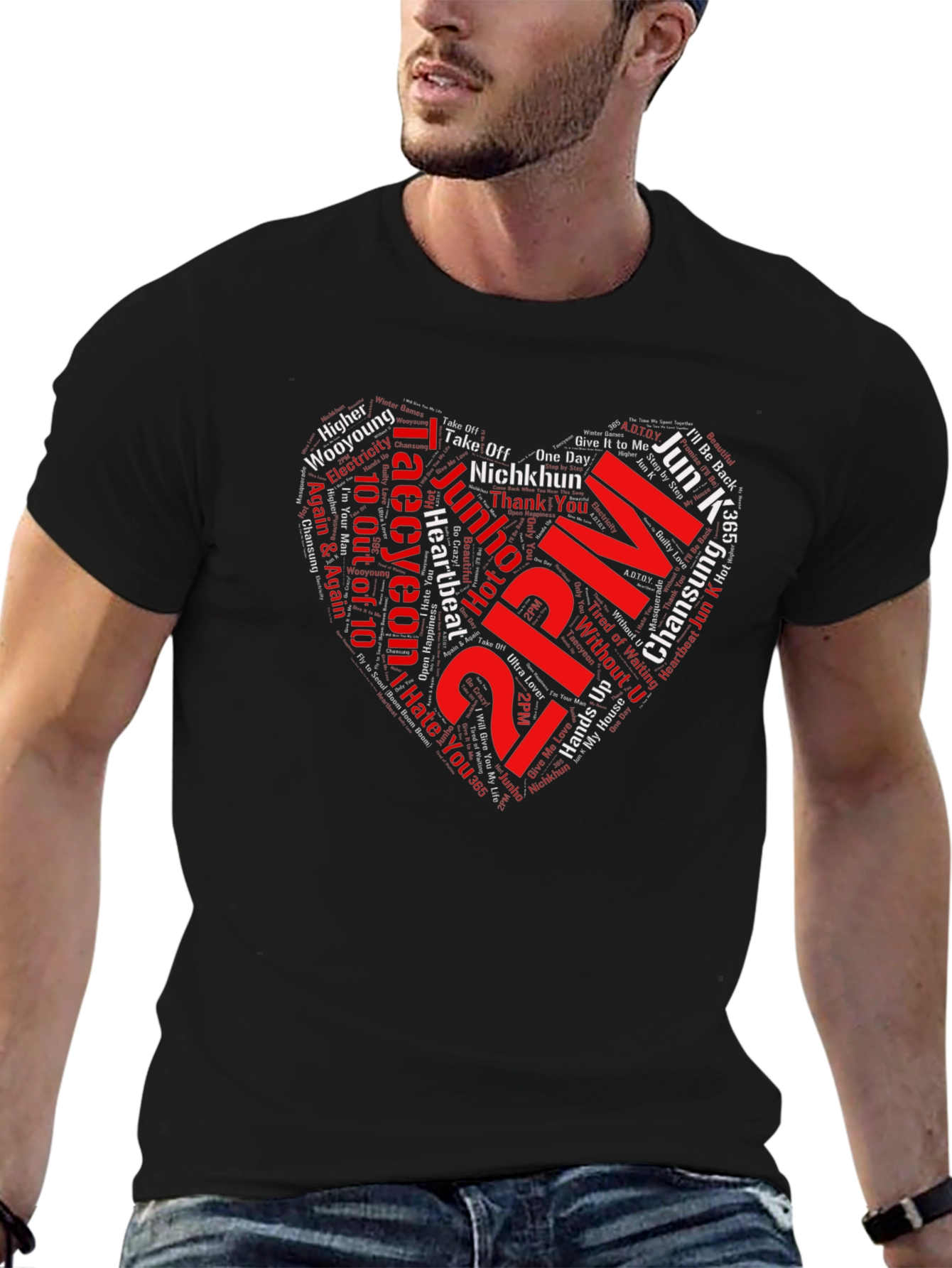 2PM Band Heart Word Art Graphic T-Shirt