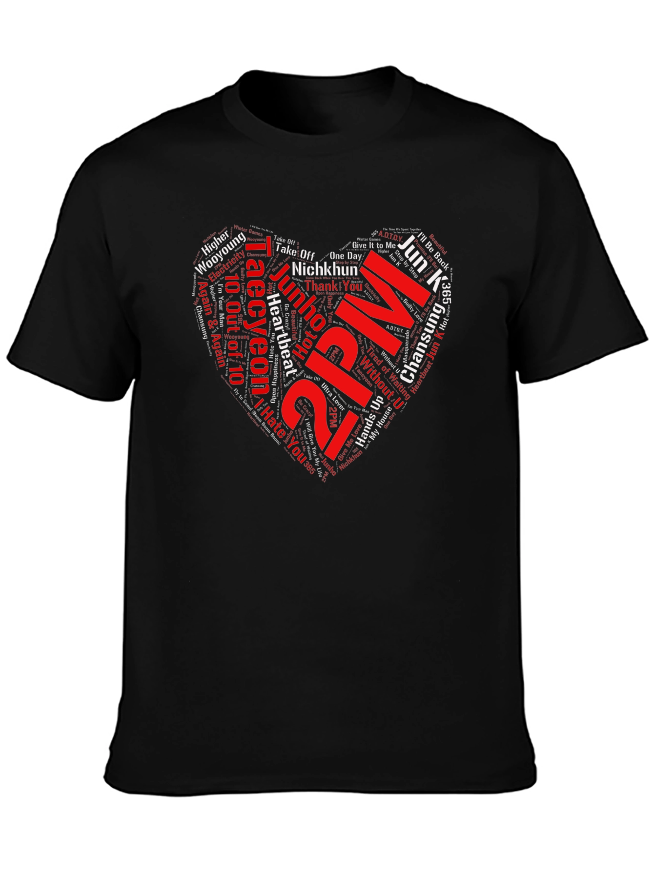 2PM Band Heart Word Art Graphic T-Shirt