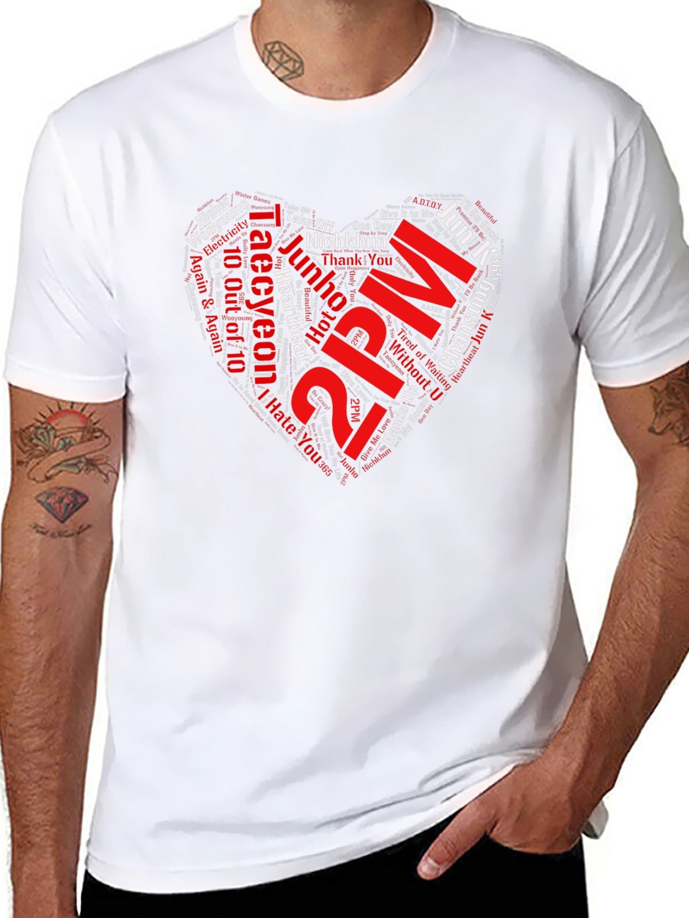 2PM Band Heart Word Art Graphic T-Shirt