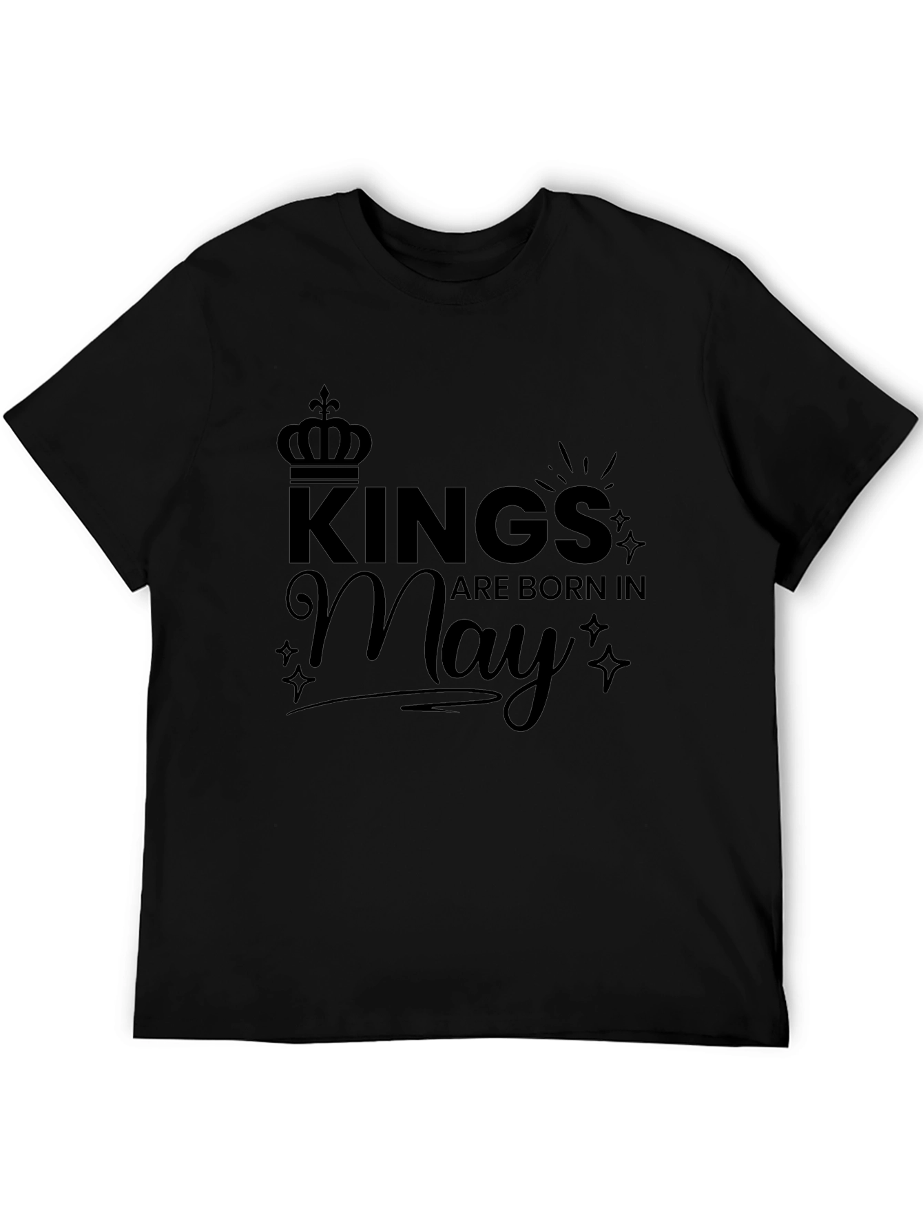 Kings Are Born In May Black T-Shirt