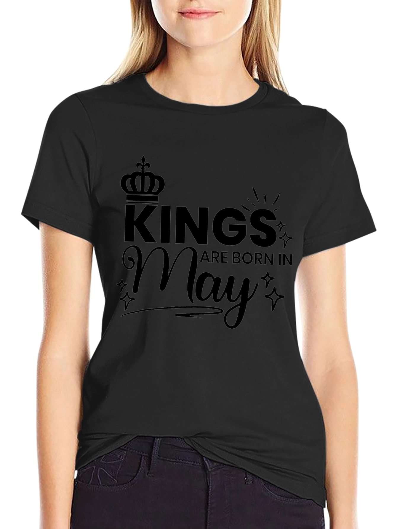 Kings Are Born In May Black T-Shirt