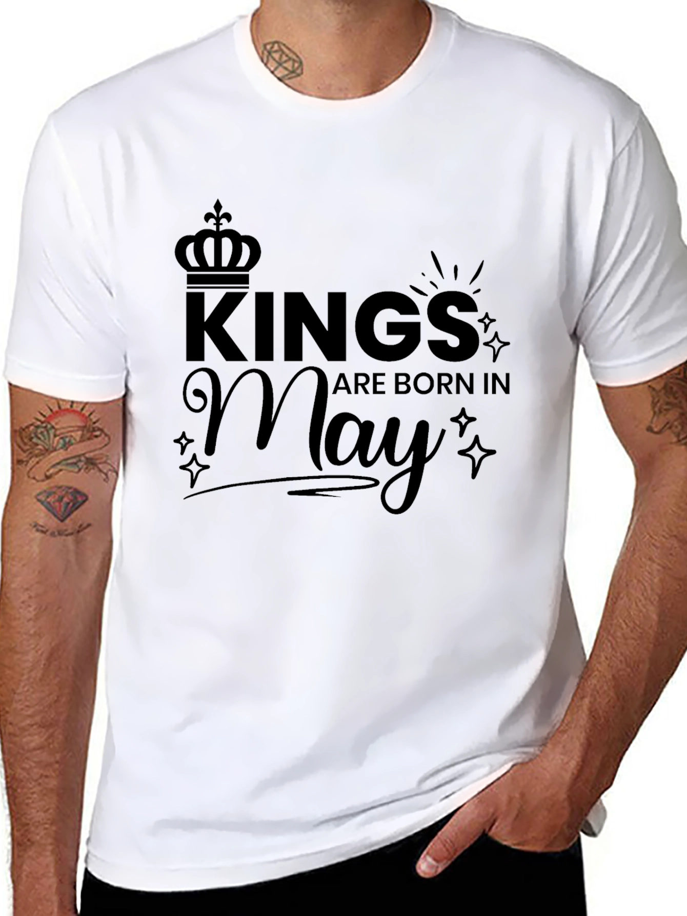 Kings Are Born In May Black T-Shirt