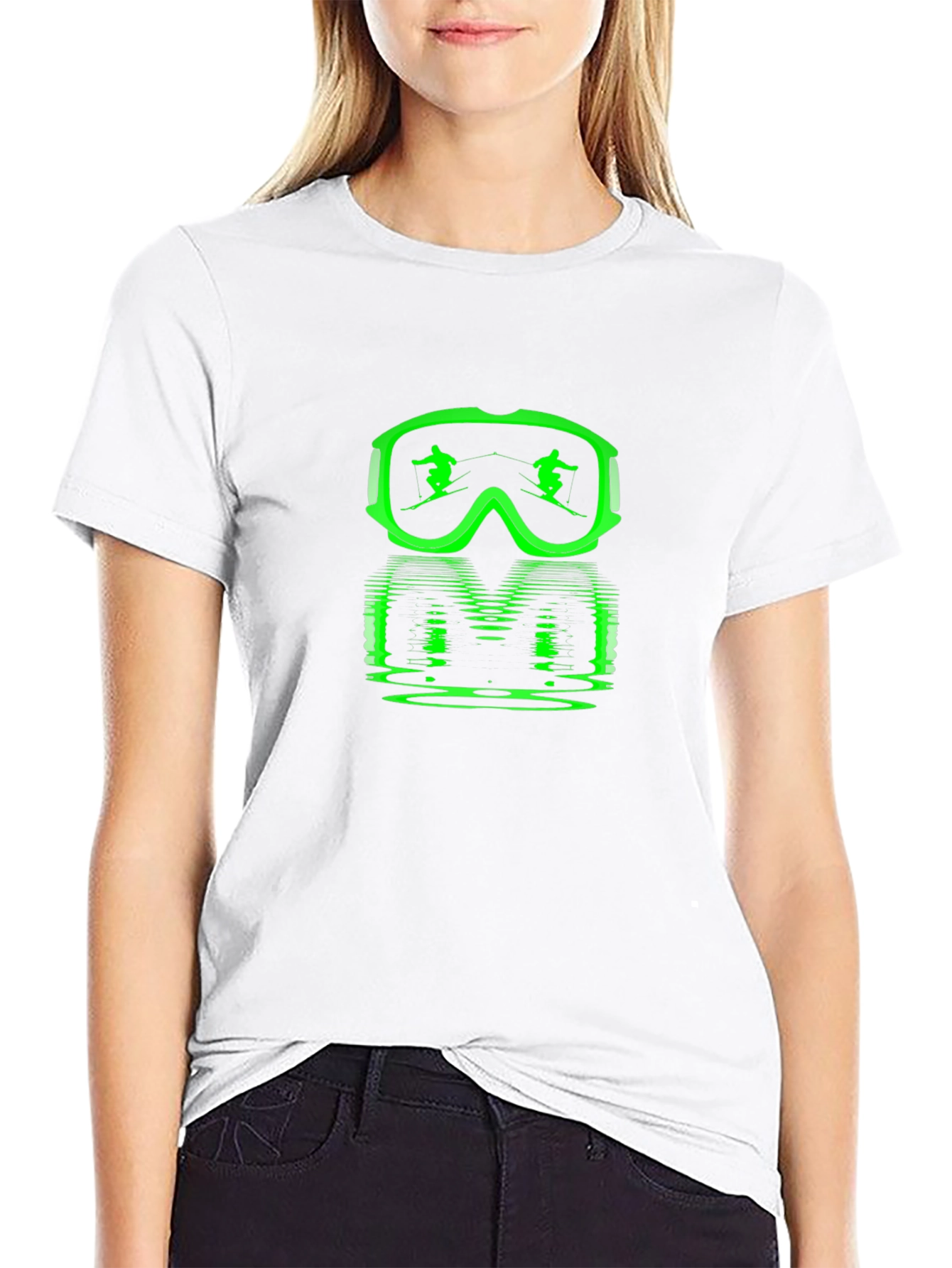 Neon Ski Goggles Graphic Tee - Black
