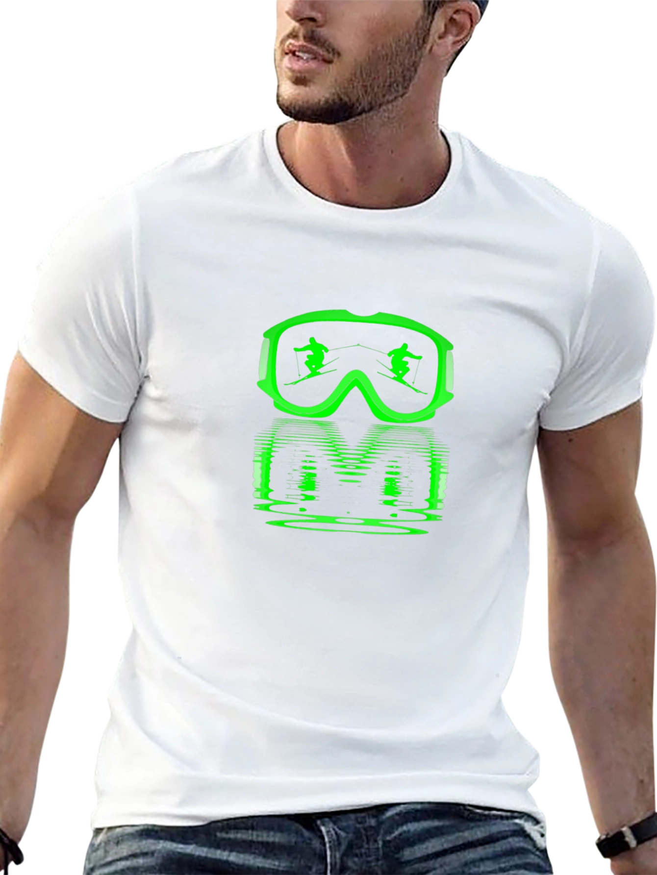 Neon Ski Goggles Graphic Tee - Black