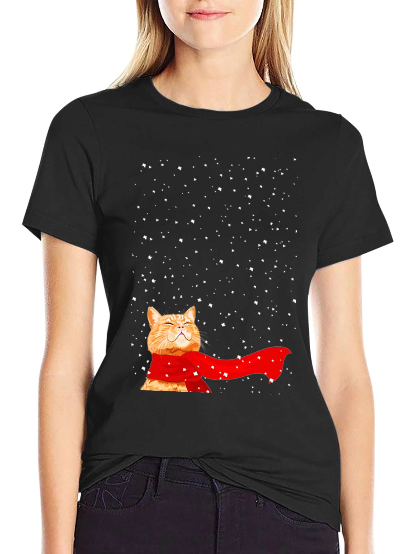 Winter Cat T-Shirt - Festive Feline Fun