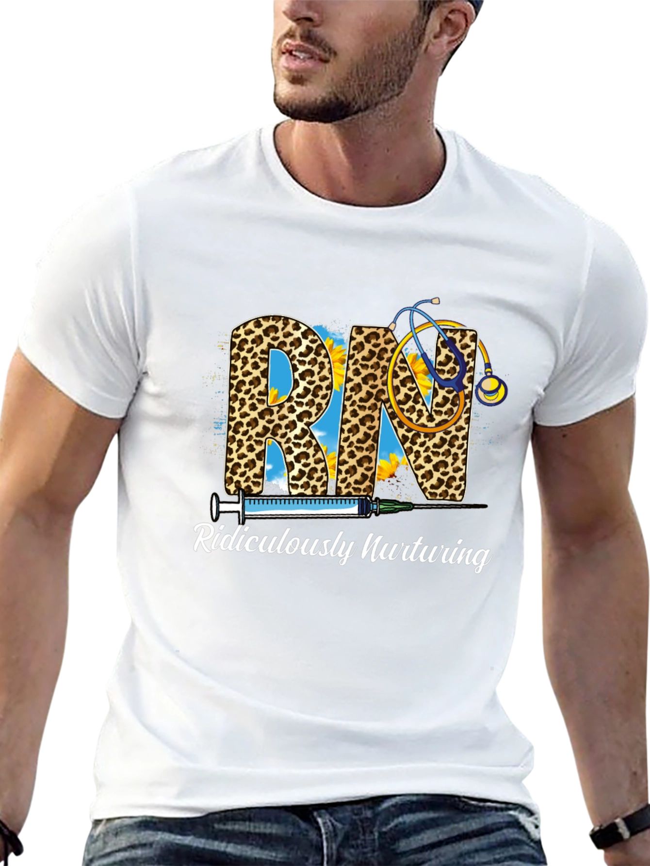 RN Leopard Print Tee - Ridiculously Nurturing Nurse Shirt