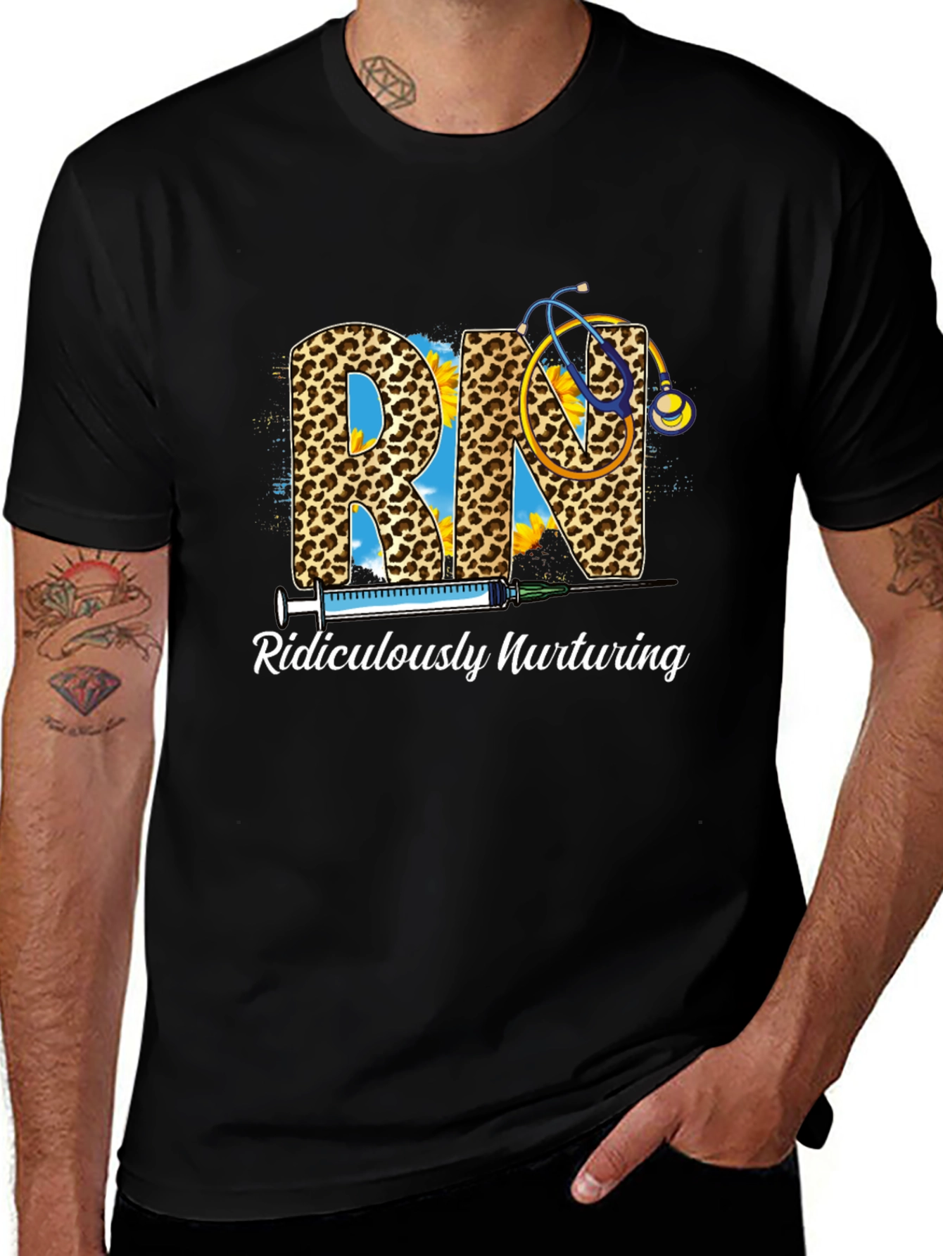 RN Leopard Print Tee - Ridiculously Nurturing Nurse Shirt