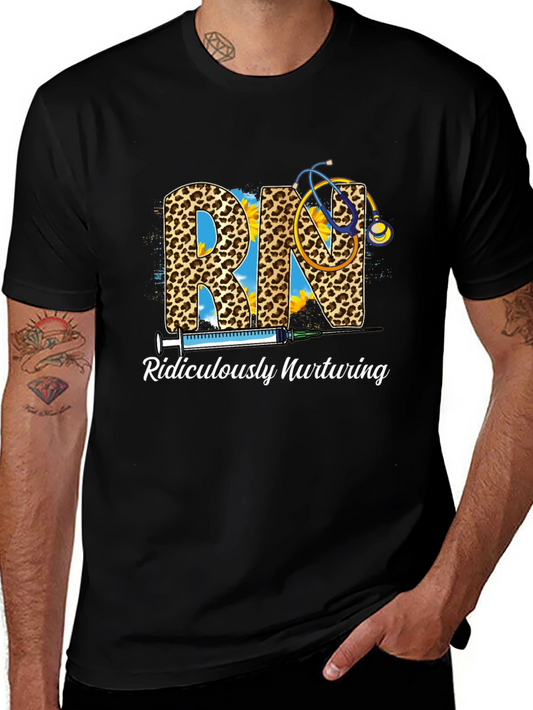 RN Leopard Print Tee - Ridiculously Nurturing Nurse Shirt