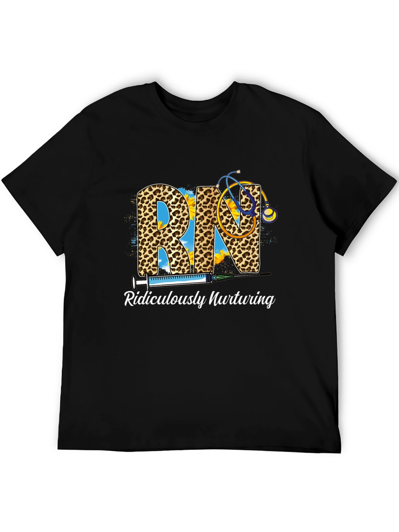 RN Leopard Print Tee - Ridiculously Nurturing Nurse Shirt