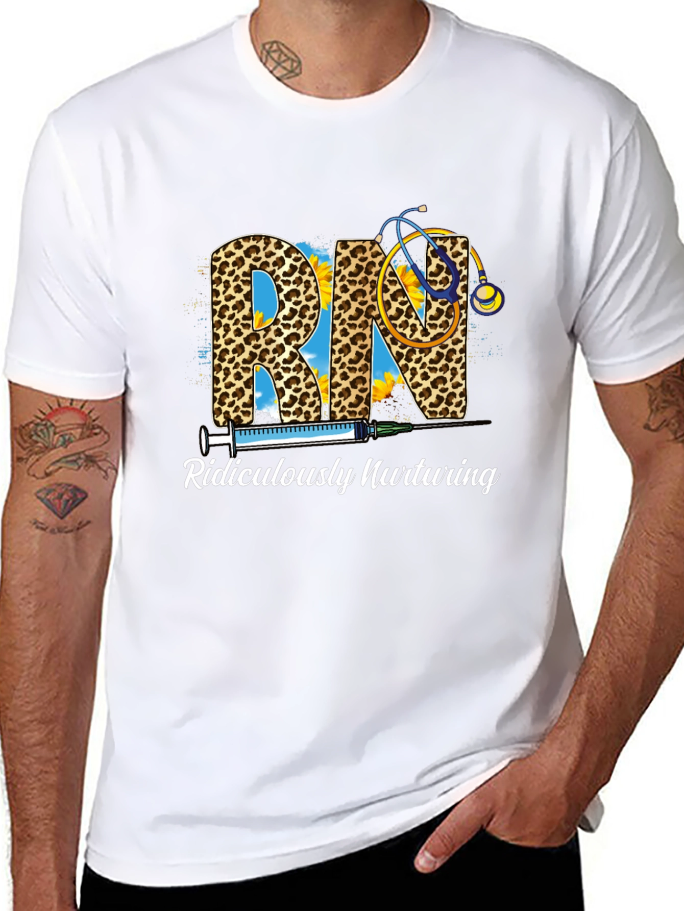 RN Leopard Print Tee - Ridiculously Nurturing Nurse Shirt