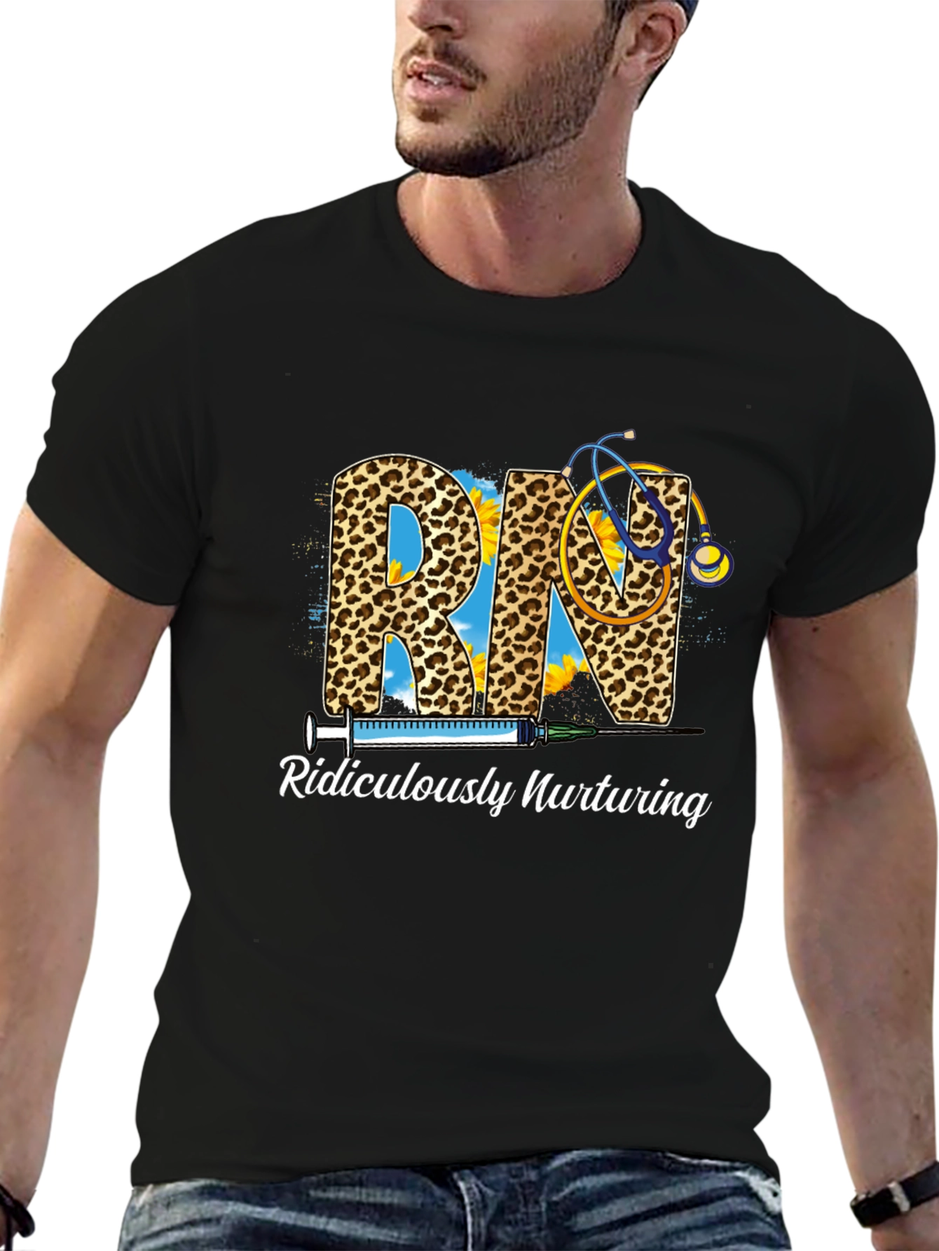 RN Leopard Print Tee - Ridiculously Nurturing Nurse Shirt