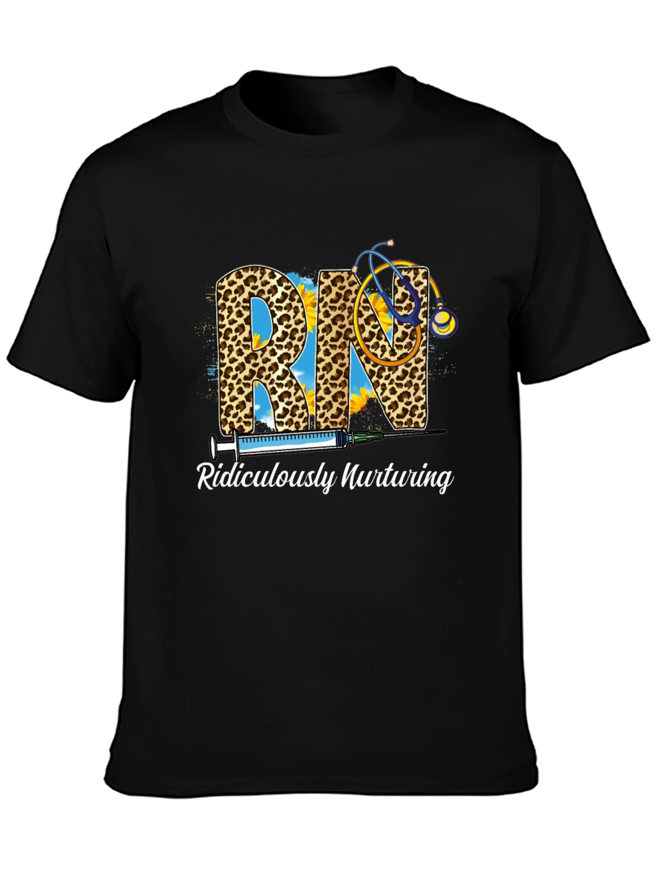 RN Leopard Print Tee - Ridiculously Nurturing Nurse Shirt