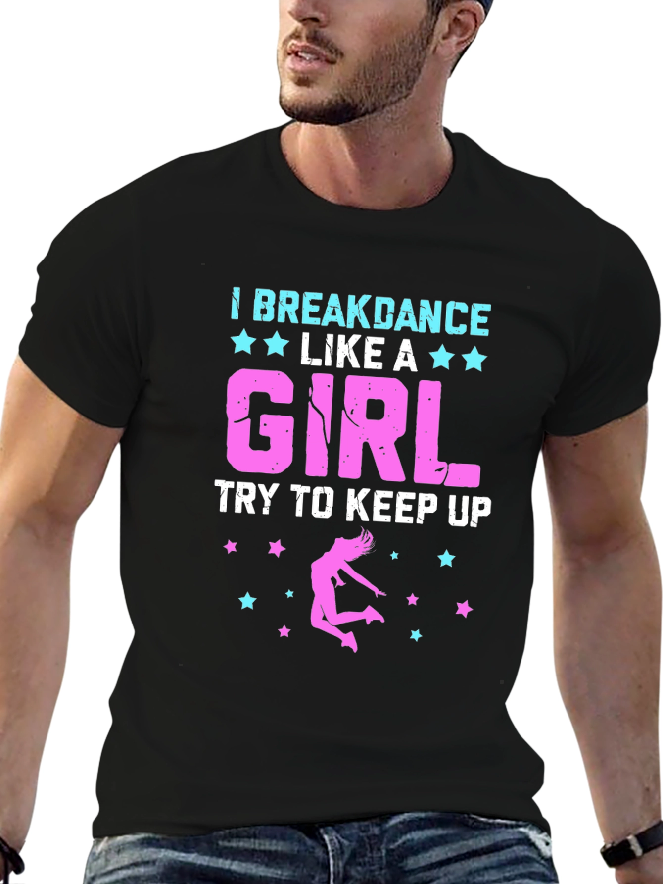 I Breakdance Like A Girl Black Graphic Tee