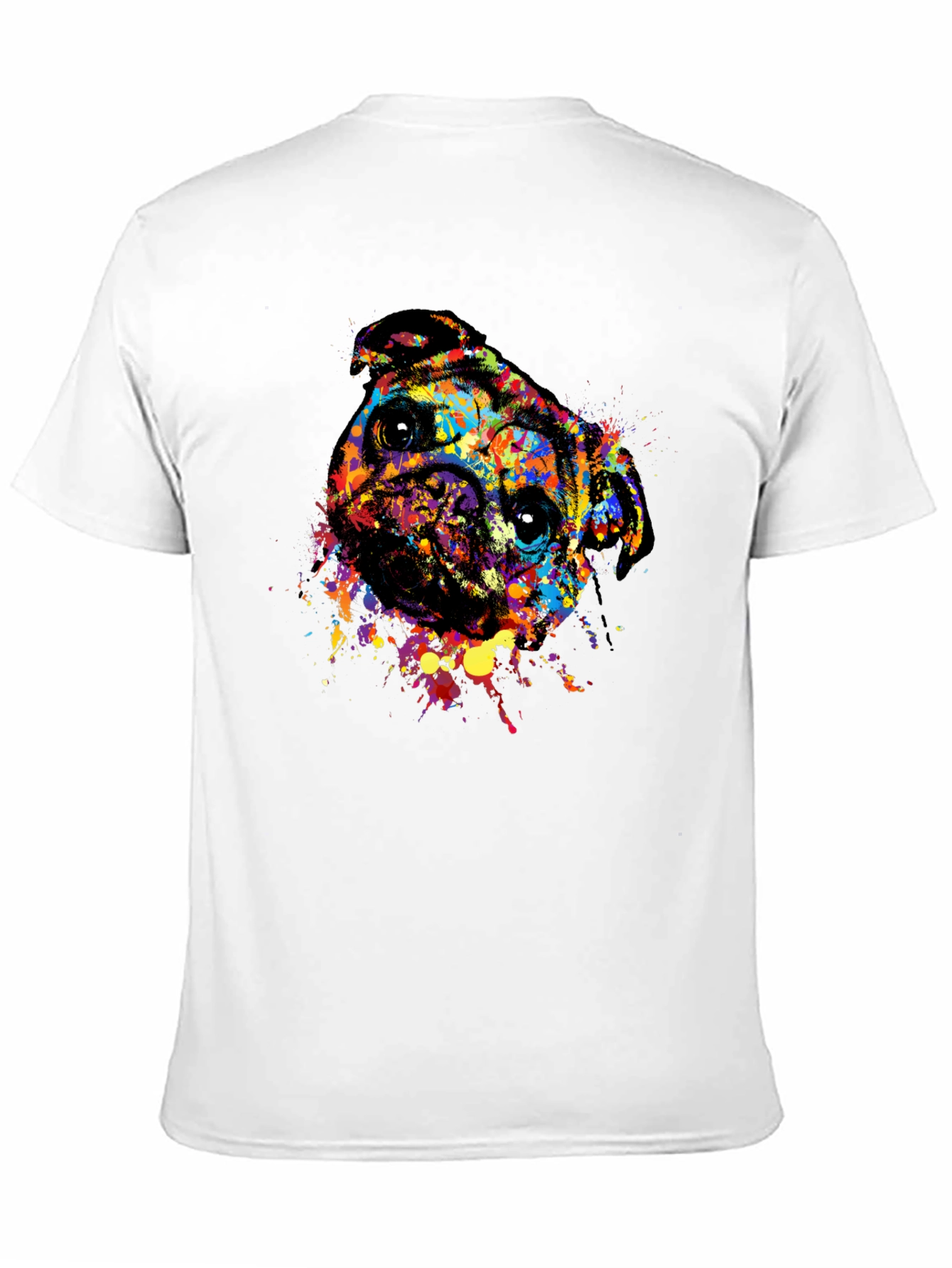 Abstract Pug Dog Graphic Tee - Black Crewneck